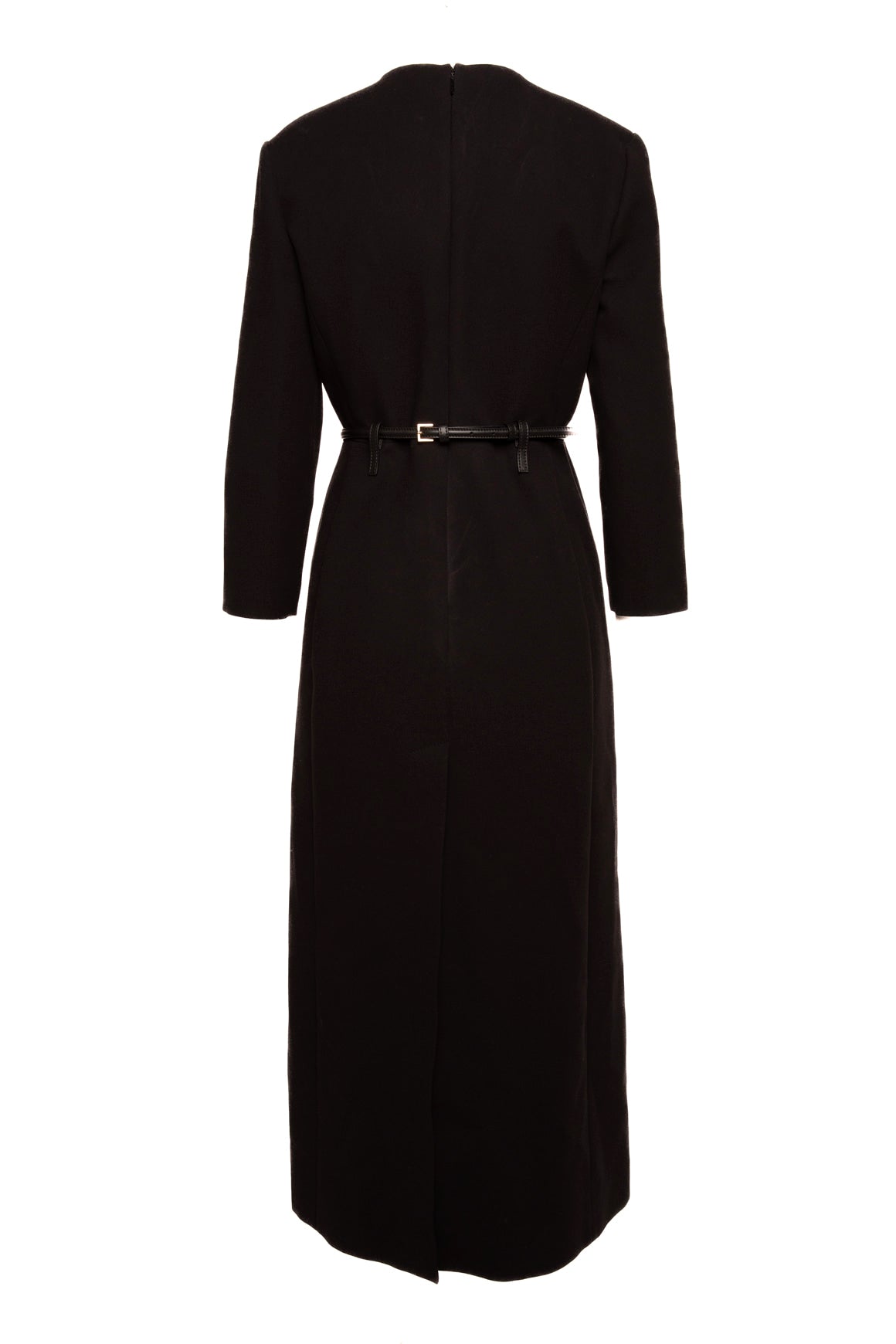 GUCCI Black Wool Horse-Bit Belted Maxi Dress (Sz.44/8)