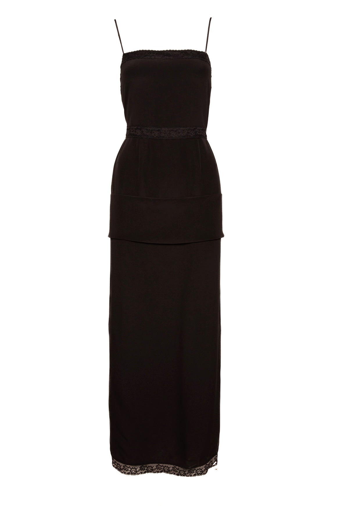 GUCCI Black Silk Lace Detail Back Split Maxi Dress (Sz. 8)