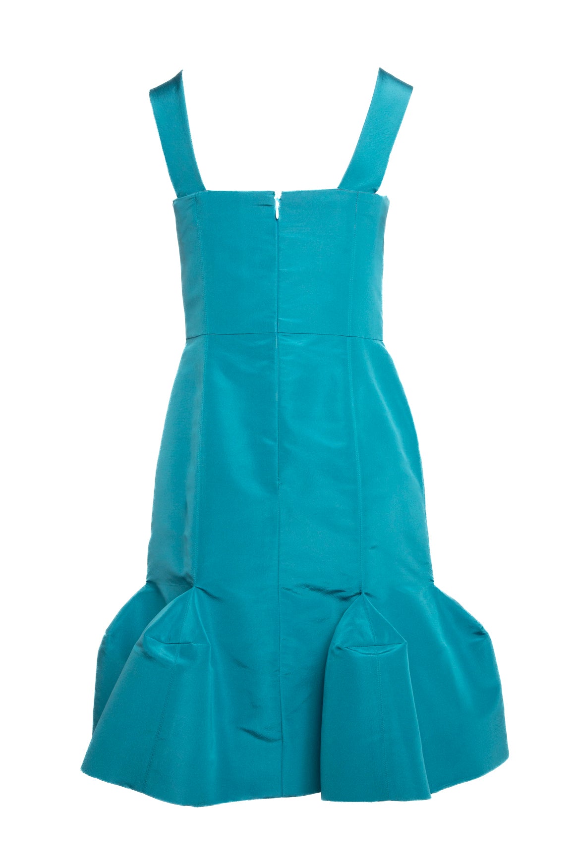 OSCAR DE LE RENTA Ocean Blue Satin Mermaid Midi Dress (Sz.8)