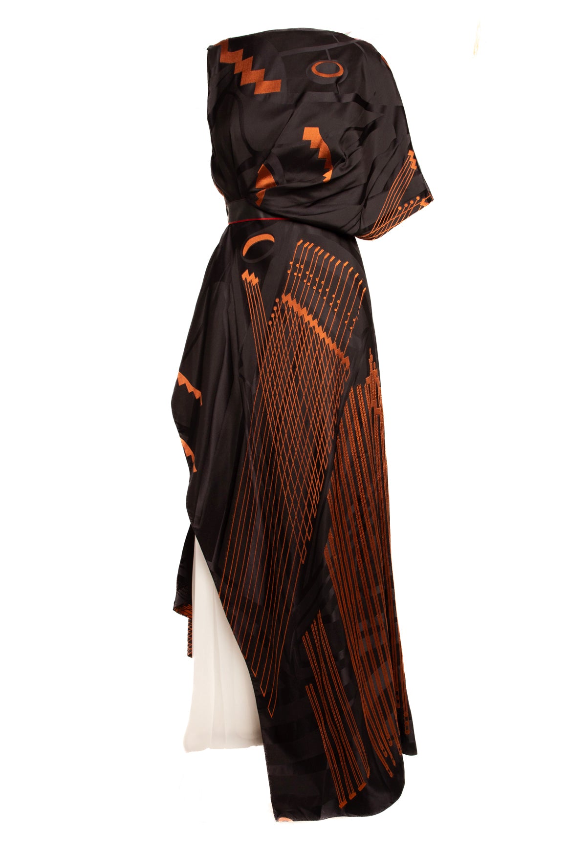 VIONNET Black & Orange Embroidered Satin Maxi Gown - Runway FW 2016 (Sz.38)