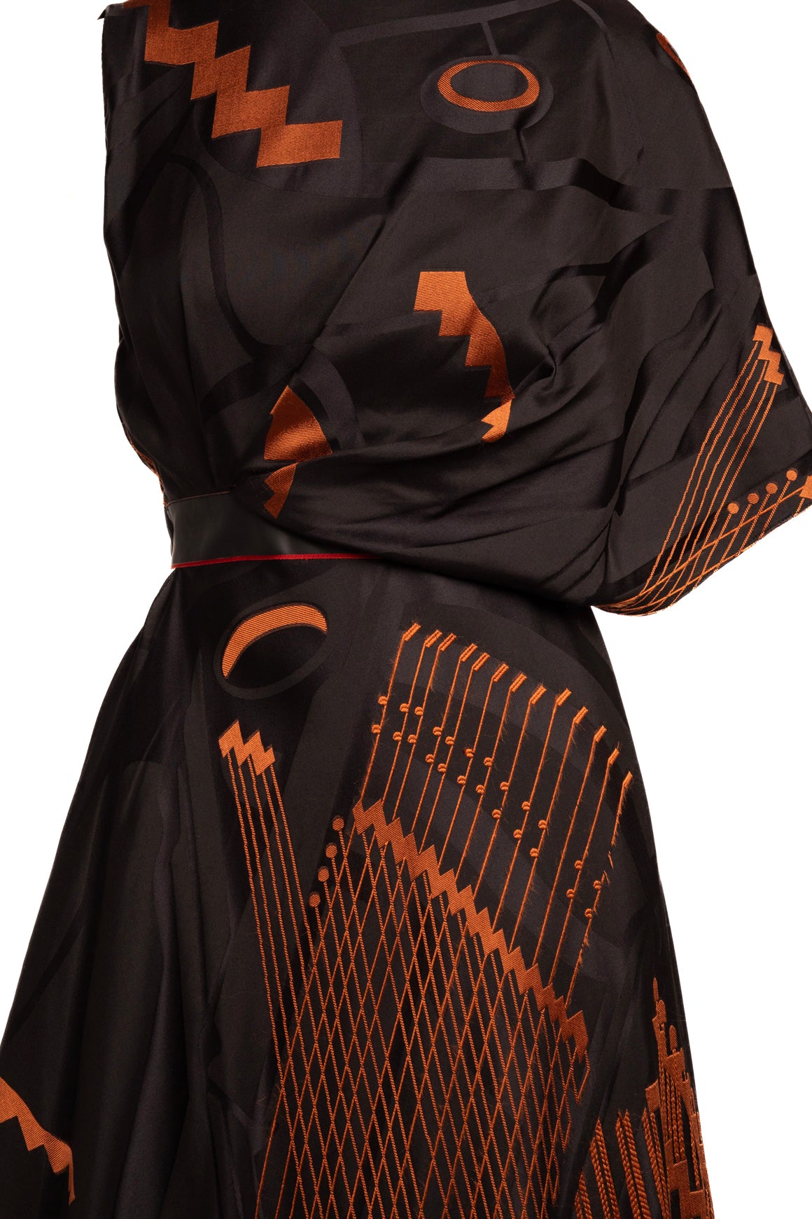 VIONNET Black & Orange Embroidered Satin Maxi Gown - Runway FW 2016 (Sz.38)