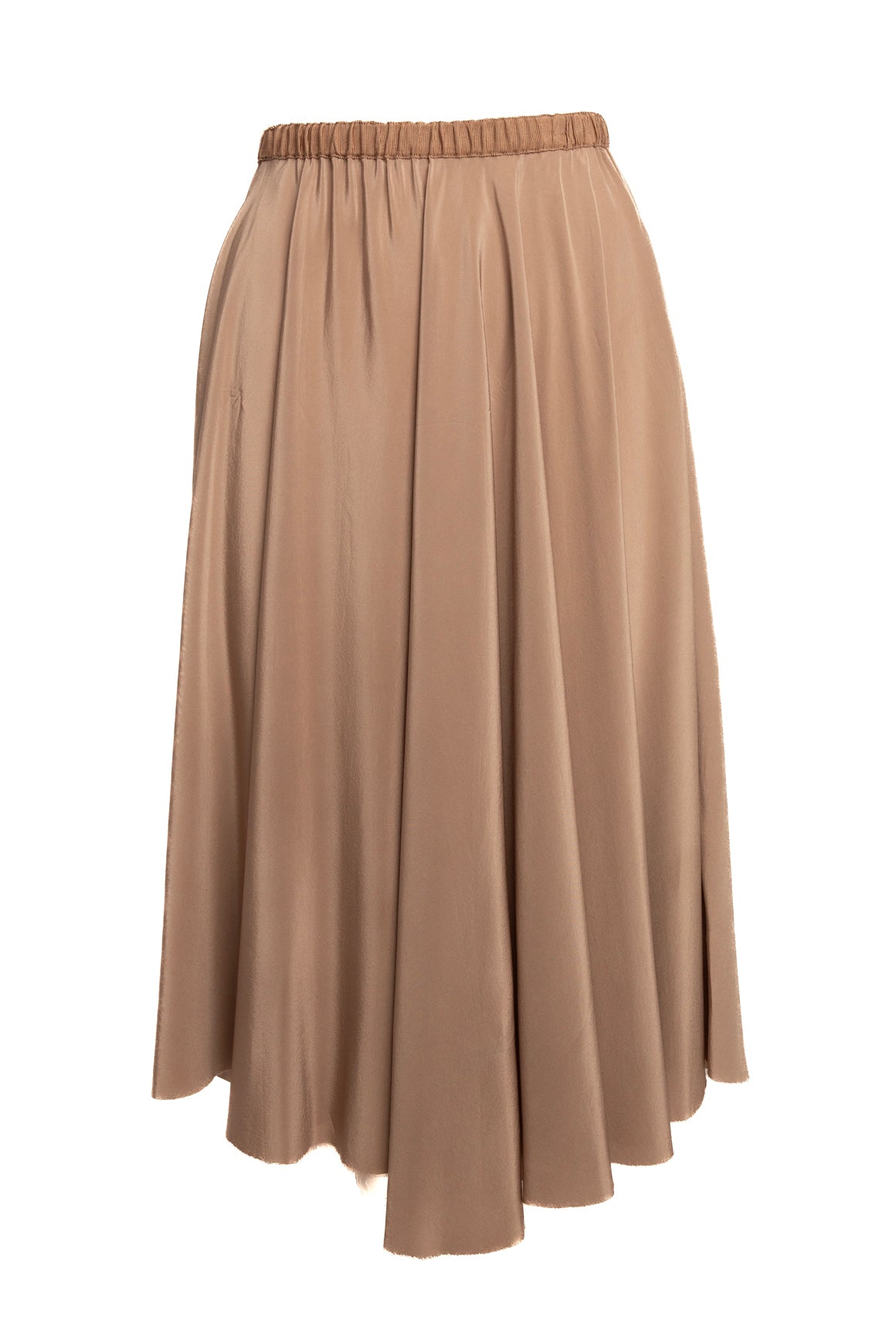 LOUIZA BABOURYAN Taupe Raw Hem Midi Skirt (Sz.L)