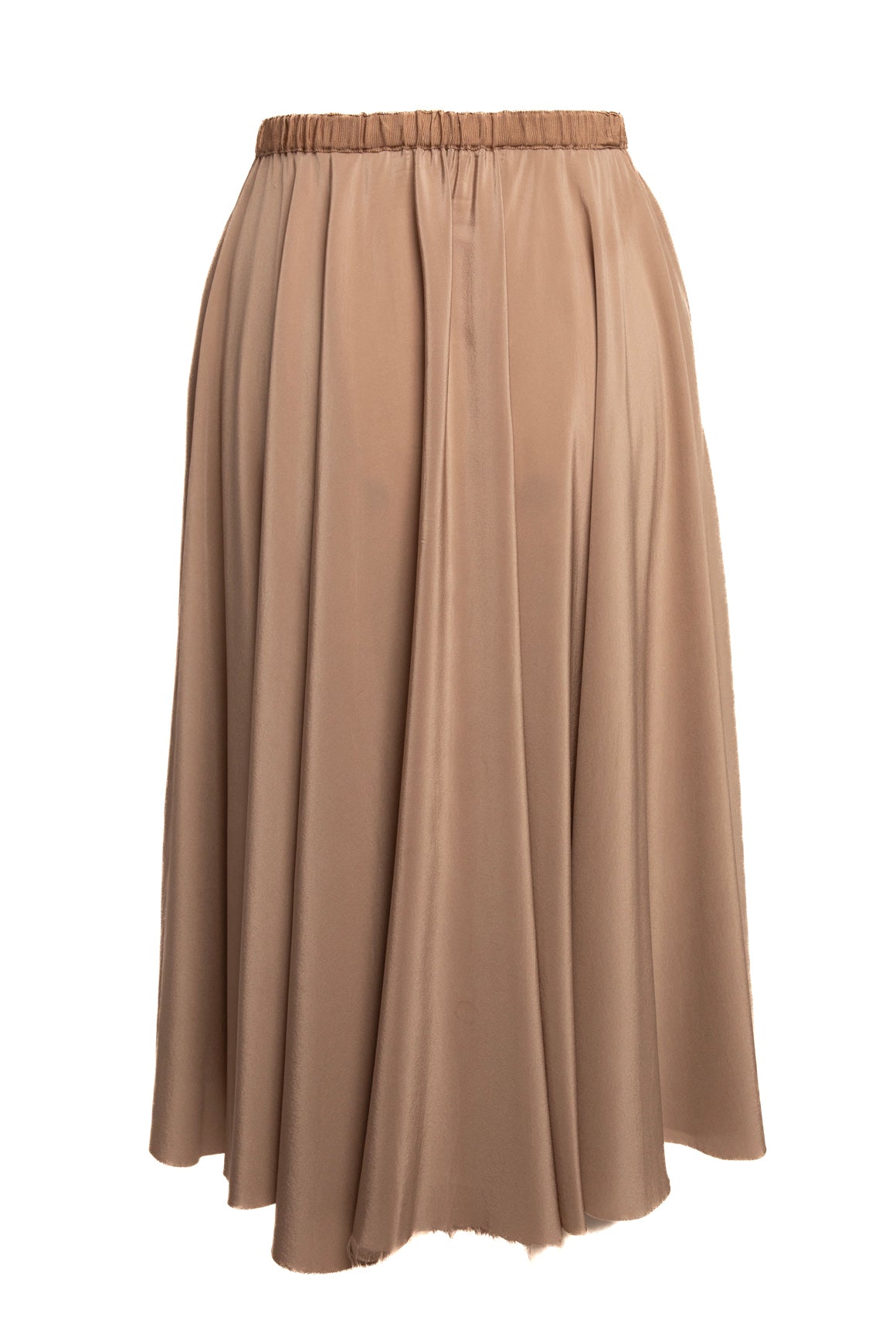 LOUIZA BABOURYAN Taupe Raw Hem Midi Skirt (Sz.L)
