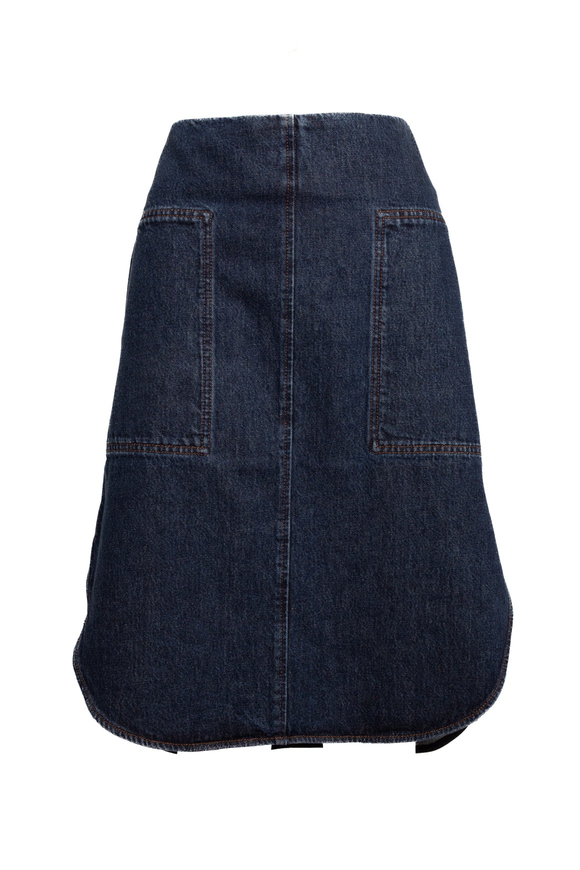 TOTEME Indigo Scallop Hem Denim Midi Skirt (Sz.36/0)