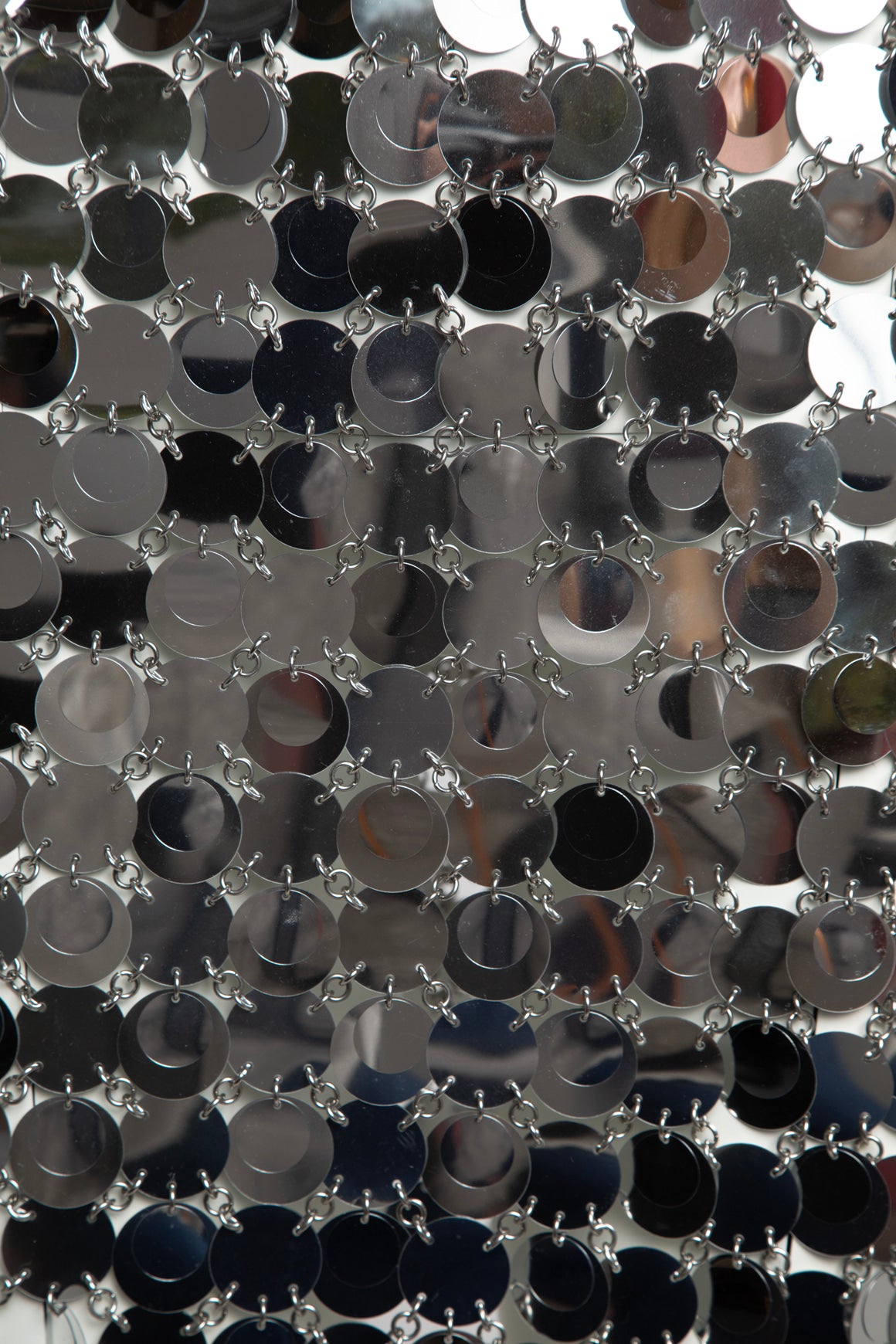 PACO RABANNE Silver Sequin Chainmail Mini Skirt (Sz. S/M)