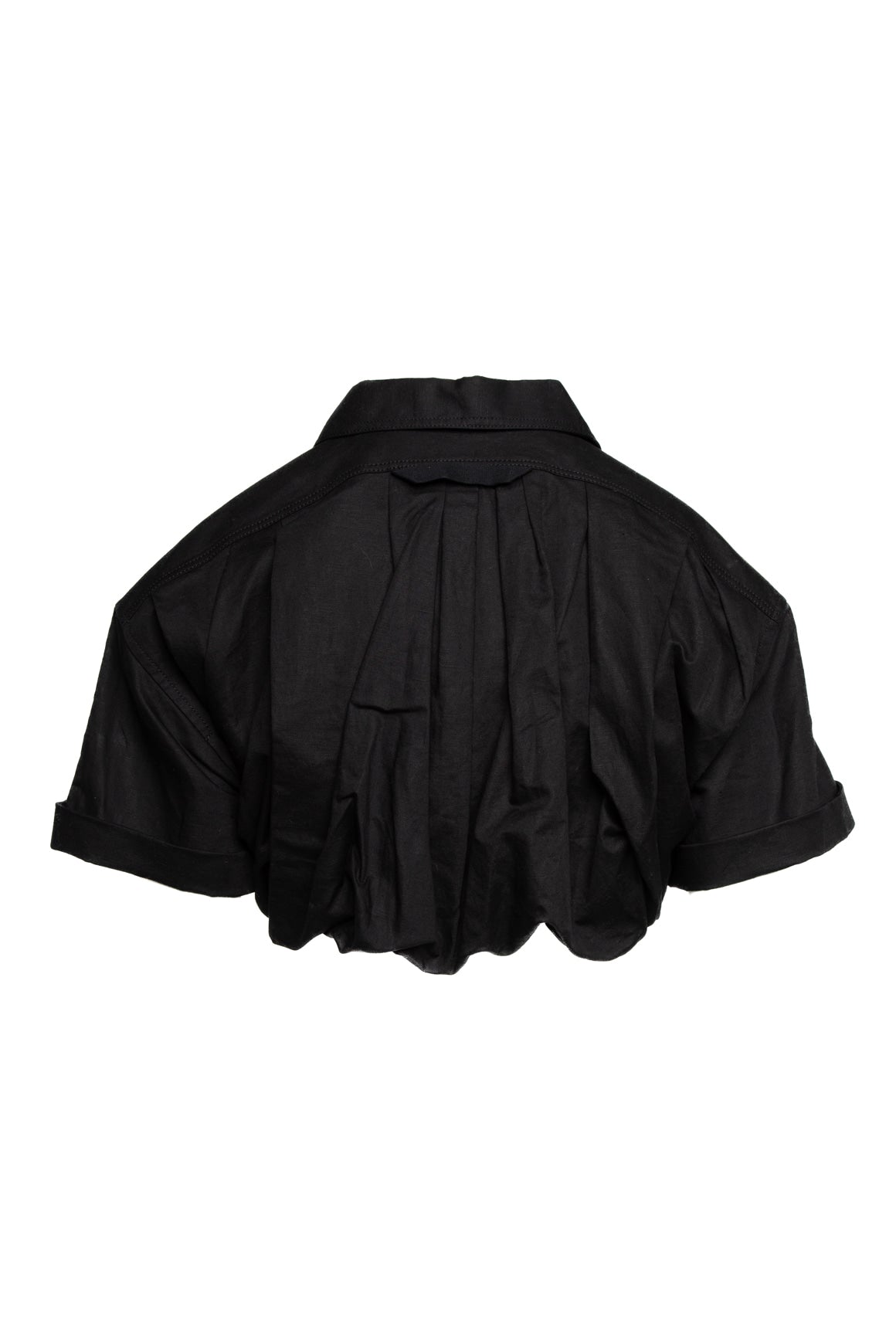 JACQUEMUS Black Ruched Crop Blouse (Sz.40/8)