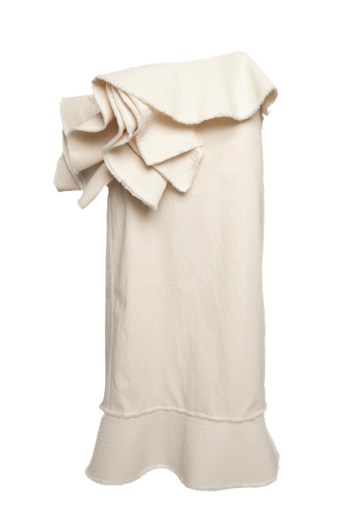 JACQUEMUS Cream Canvas Ruffle Maxi Skirt (Sz.40/6)