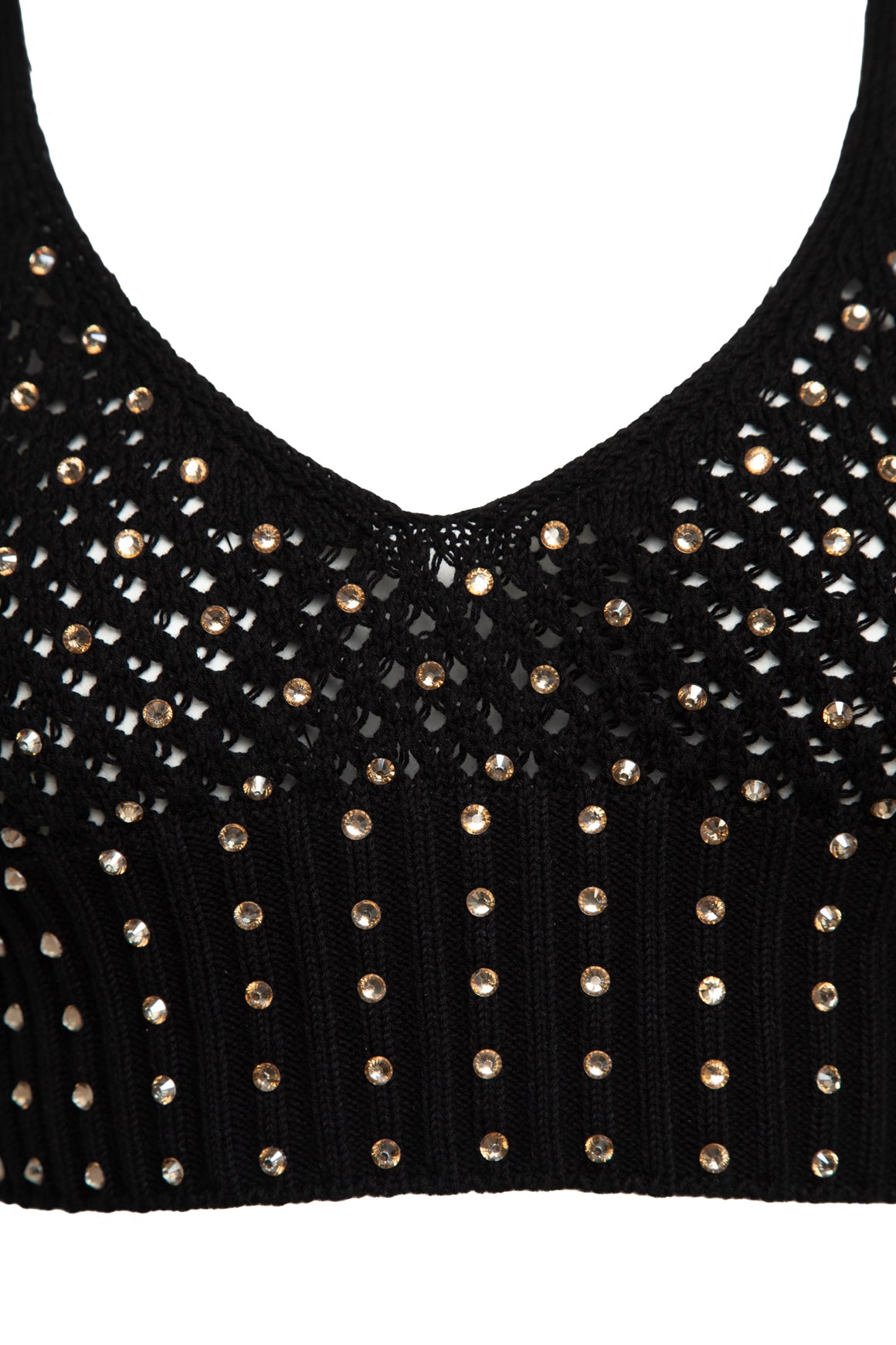 FORTE FORTE Black Crystal Embellished Knit Bralette (Sz.2/M)