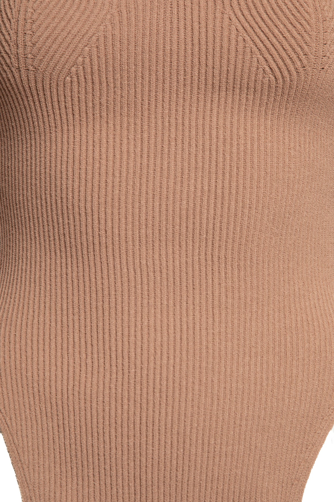 KHAITE Tan Rib Knit Sweetheart Neck LS Top (Sz. M)