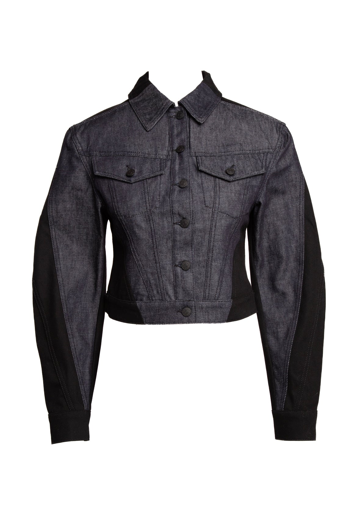 MUGLER Indigo/Black Crop Jacket (Sz. 0)