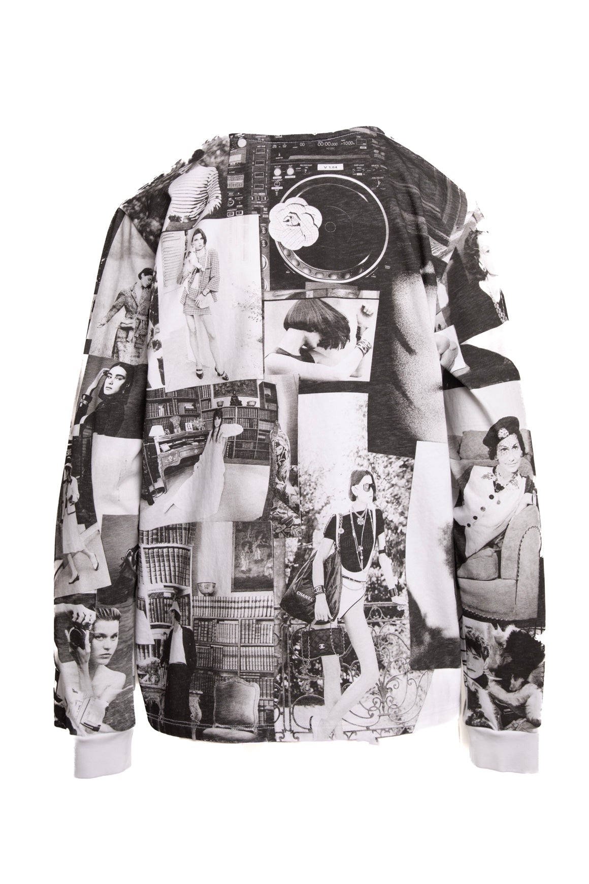 CHANEL Black & White Photo Collage Long Sleeve Top (Sz.S)