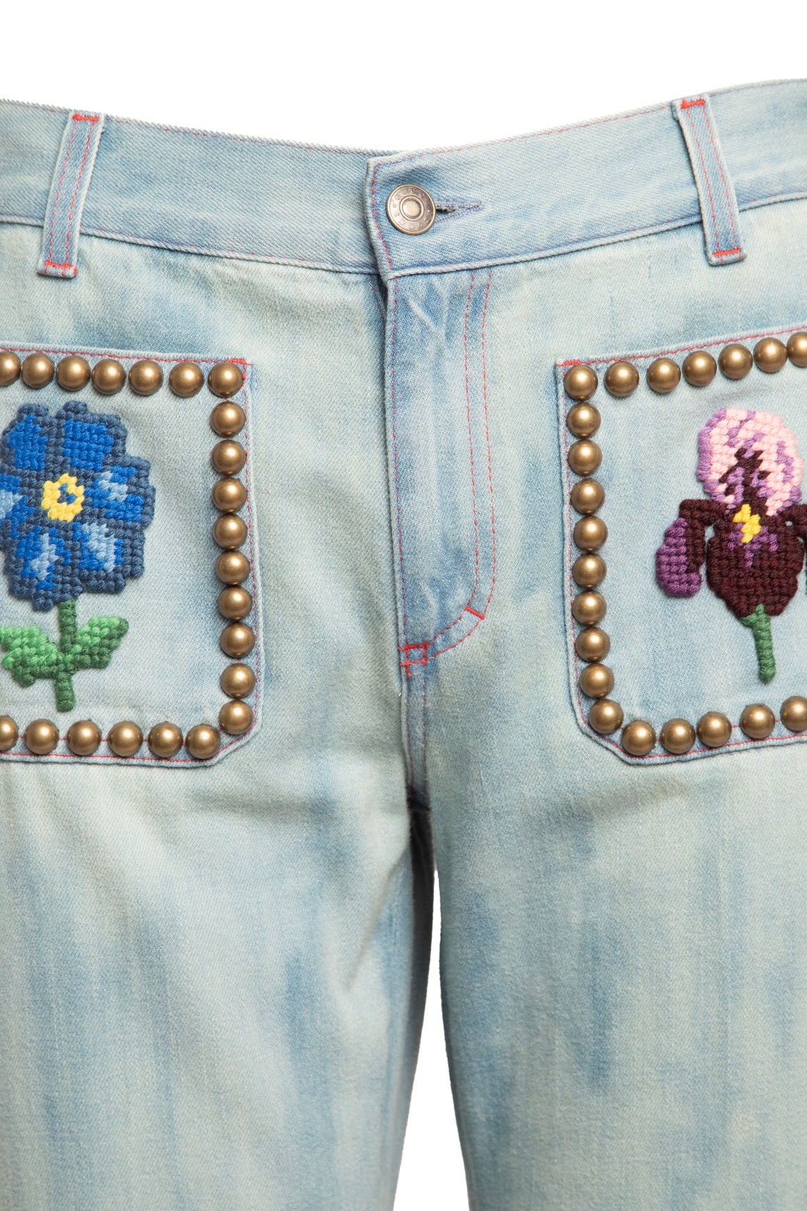 GUCCI Denim Studded Embroidery Detailed Suit (Sz.44/8)