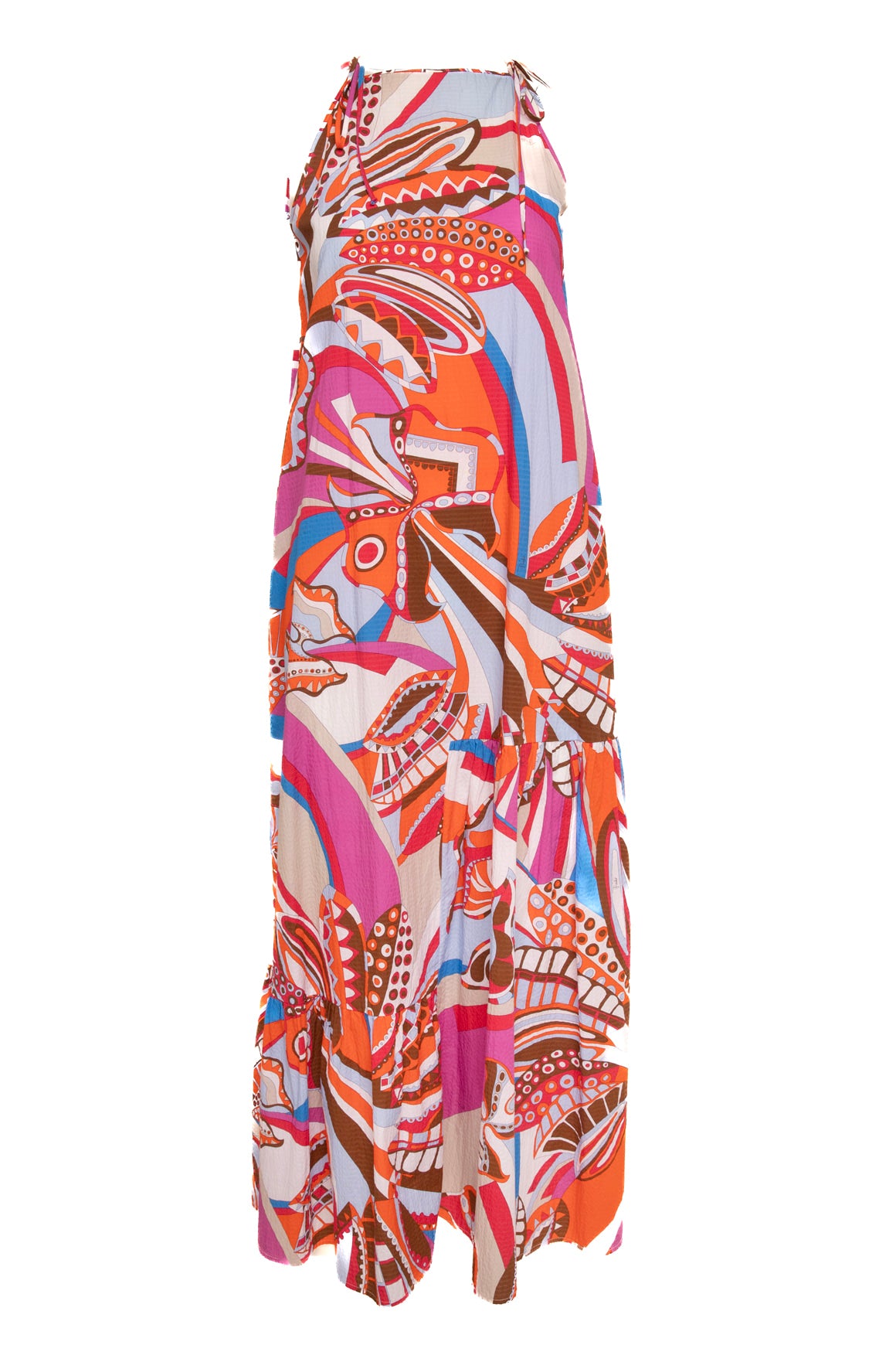 EMILIO PUCCI Pink & Blue Printed Halter Maxi Sundress (Sz. 8)