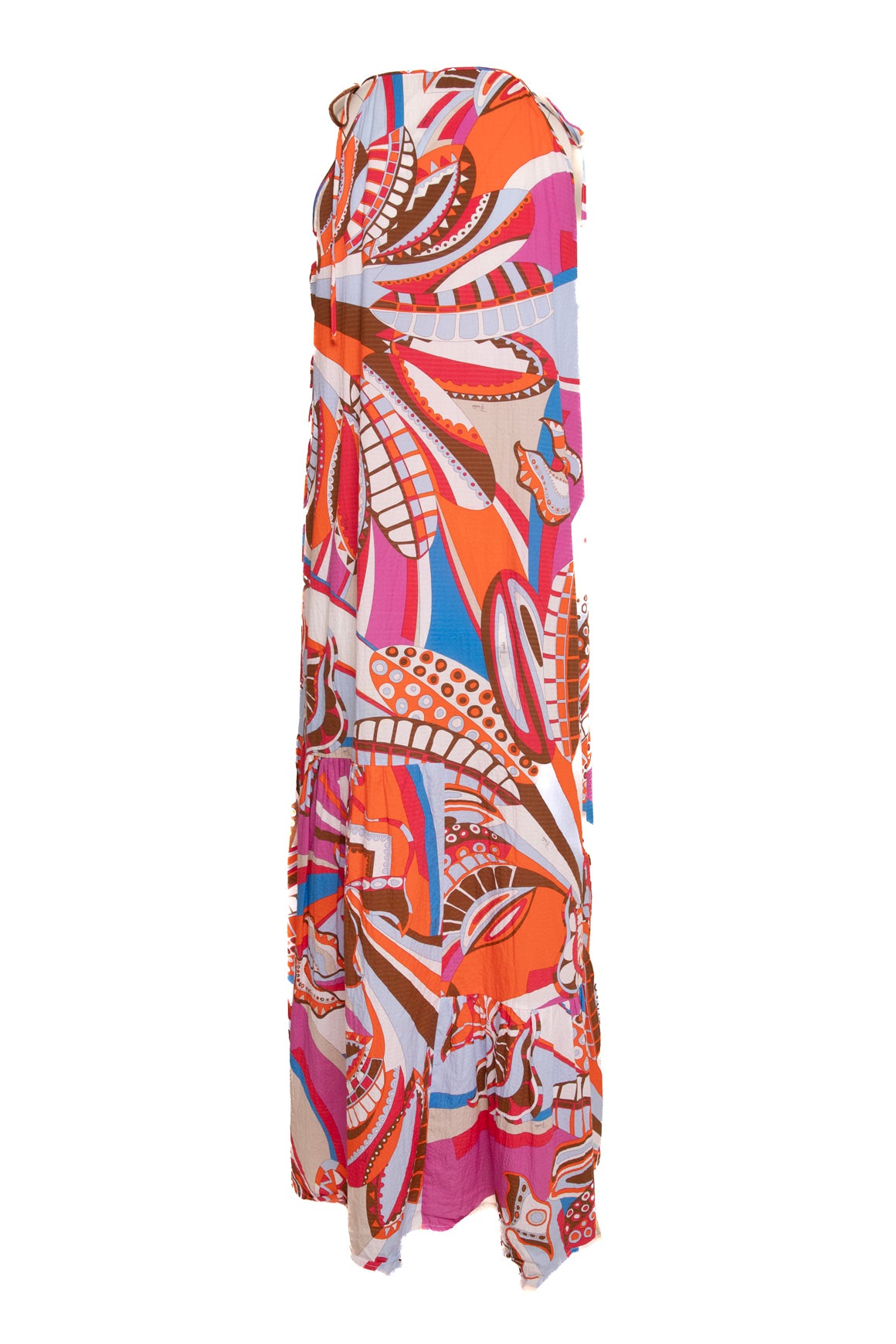 EMILIO PUCCI Pink & Blue Printed Halter Maxi Sundress (Sz. 8)