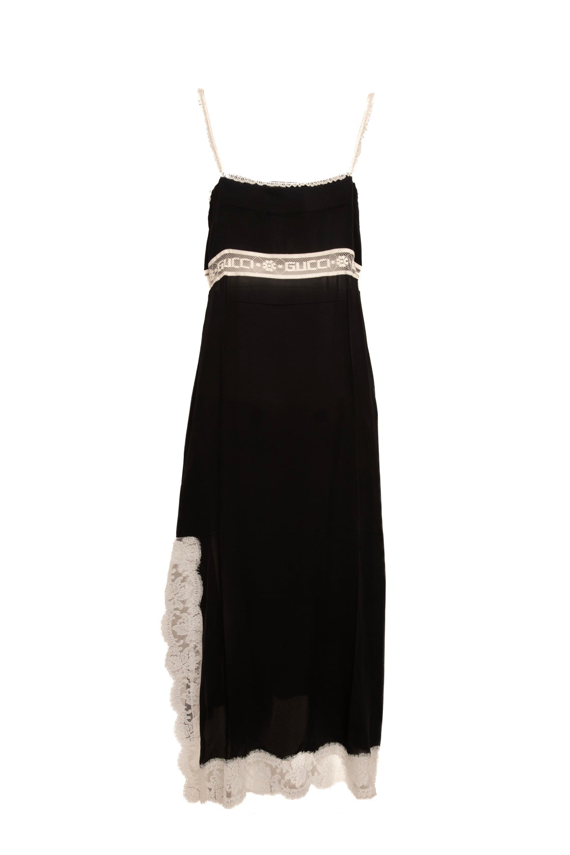 GUCCI Silk Lace Trim Maxi Dress (Sz.40/4)