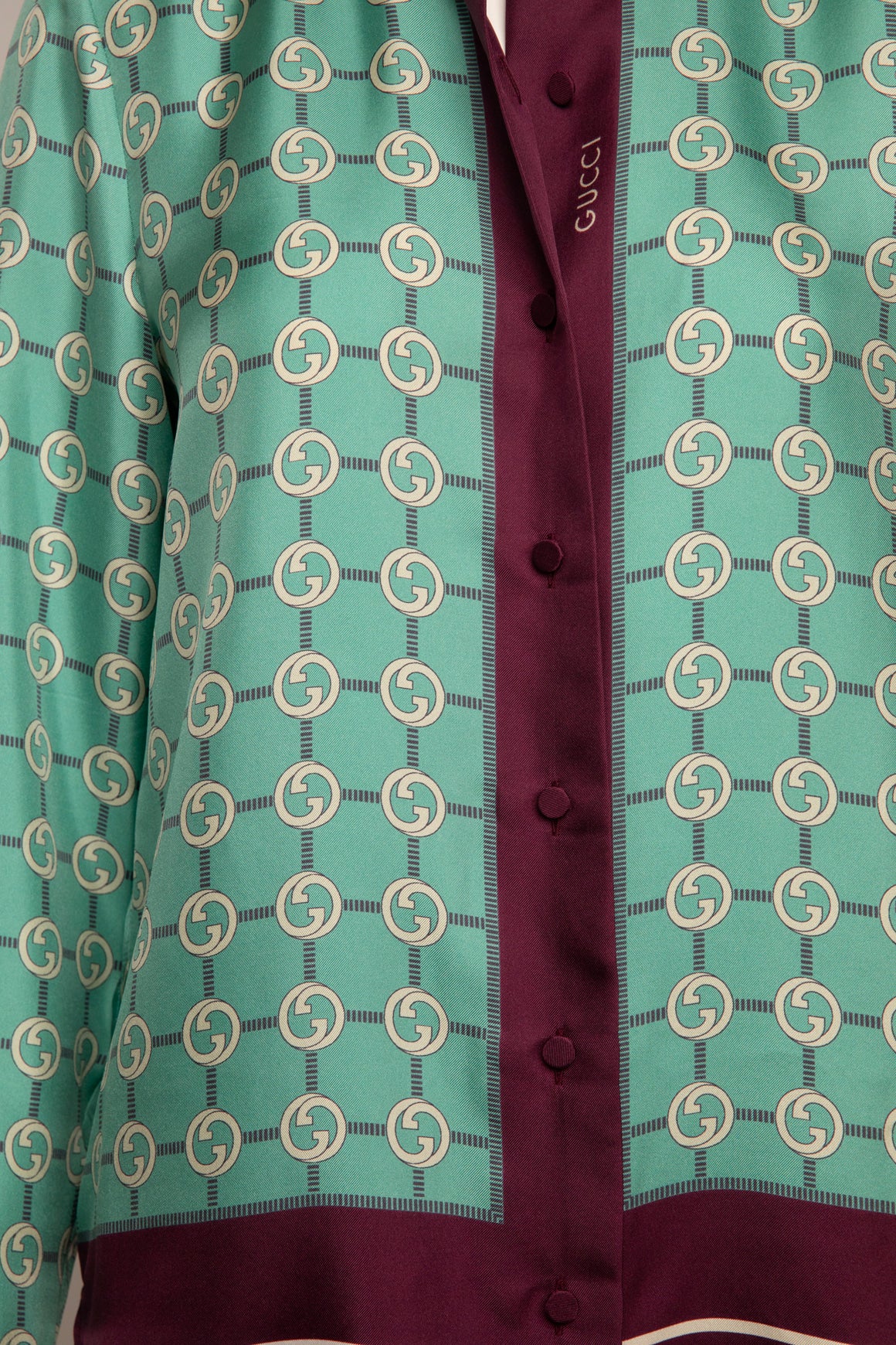 GUCCI GG Print LS Silk Button Blouse (Sz.42/6)