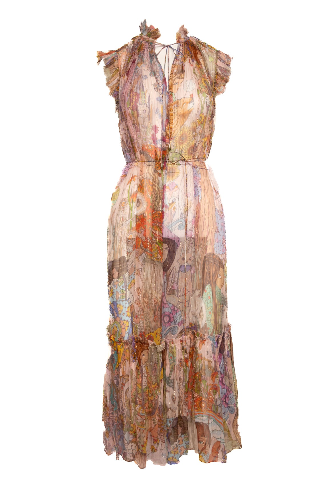 ZIMMERMANN Pink Silk Kaleidoscope Flutter Dress (Sz. 4/12)