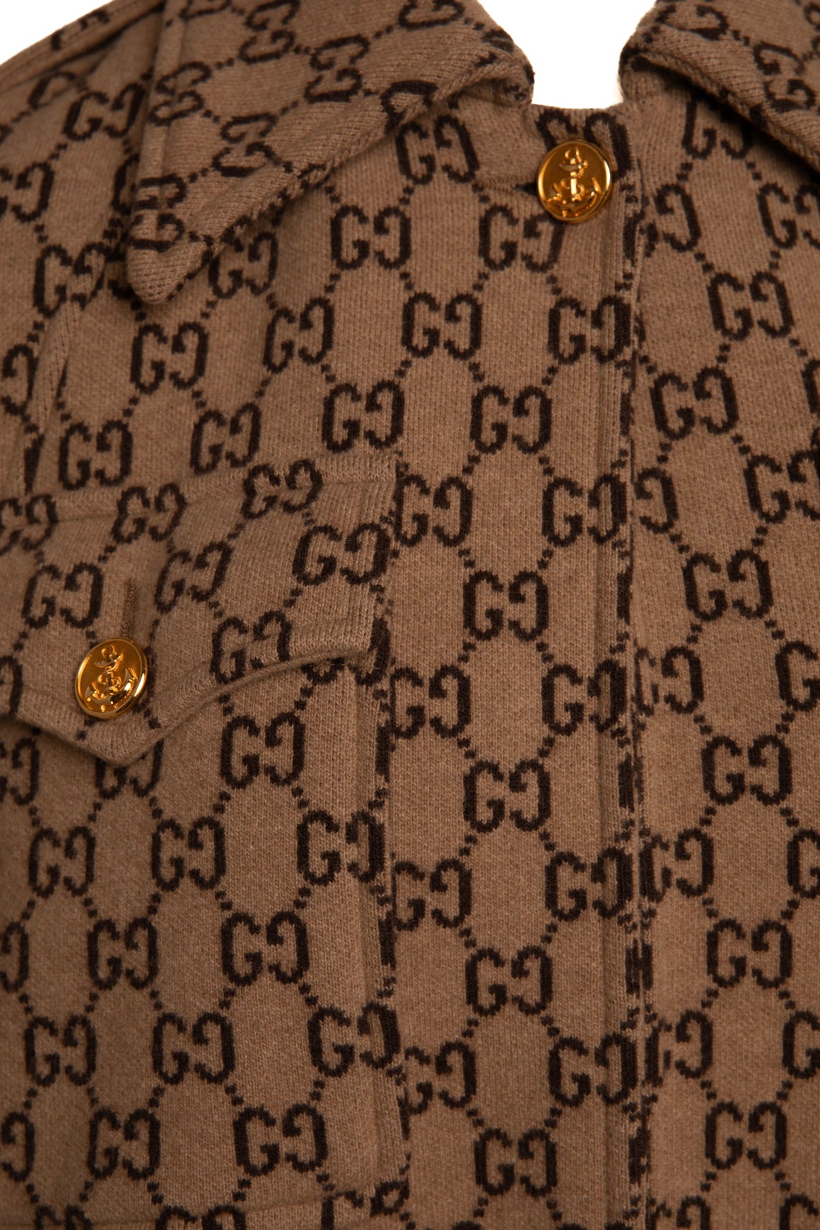 GUCCI Tan GG Print Wool Cape Poncho (Sz. M)