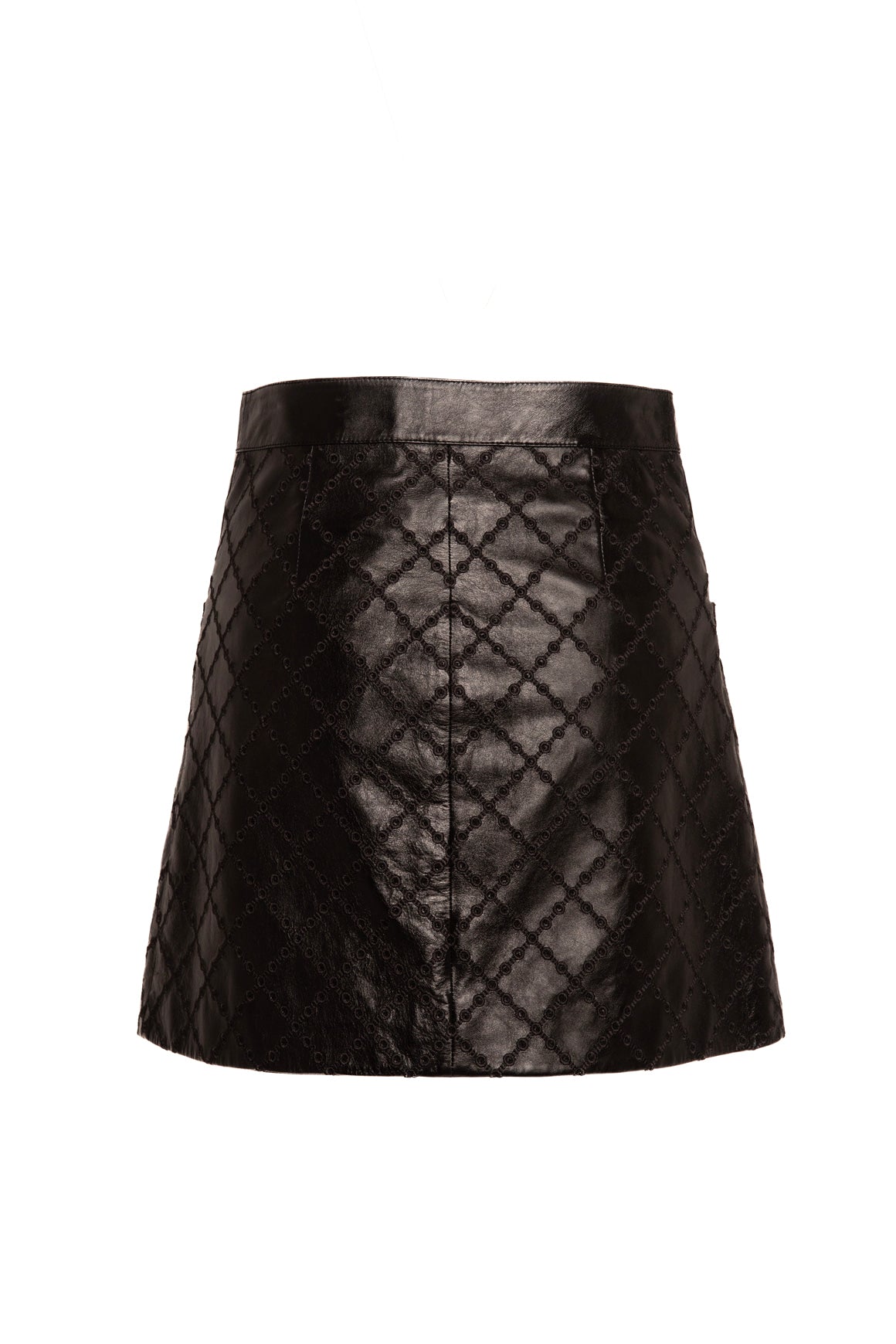 CHANEL Black Leather Eyelet Mini Skirt (Sz.34/XS)