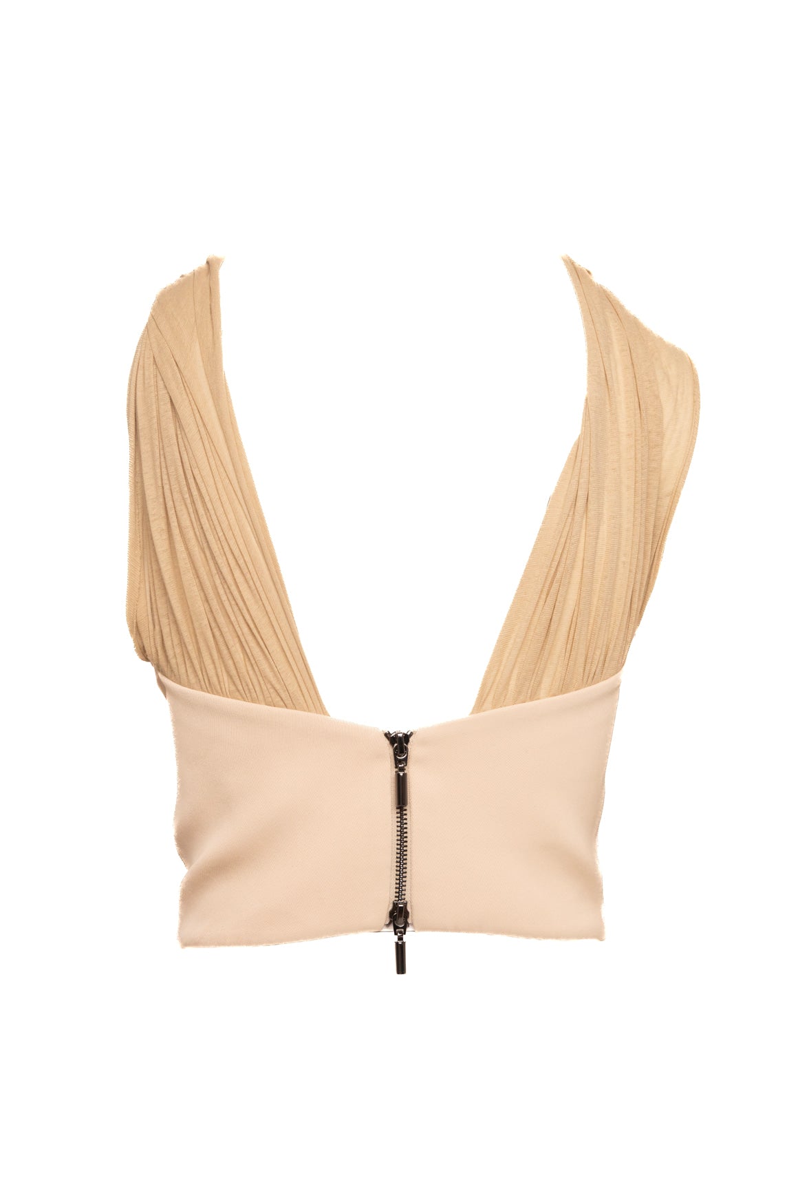 MATICEVSKI Nude Cowl Neck Bustier Crop Top (Sz.4)