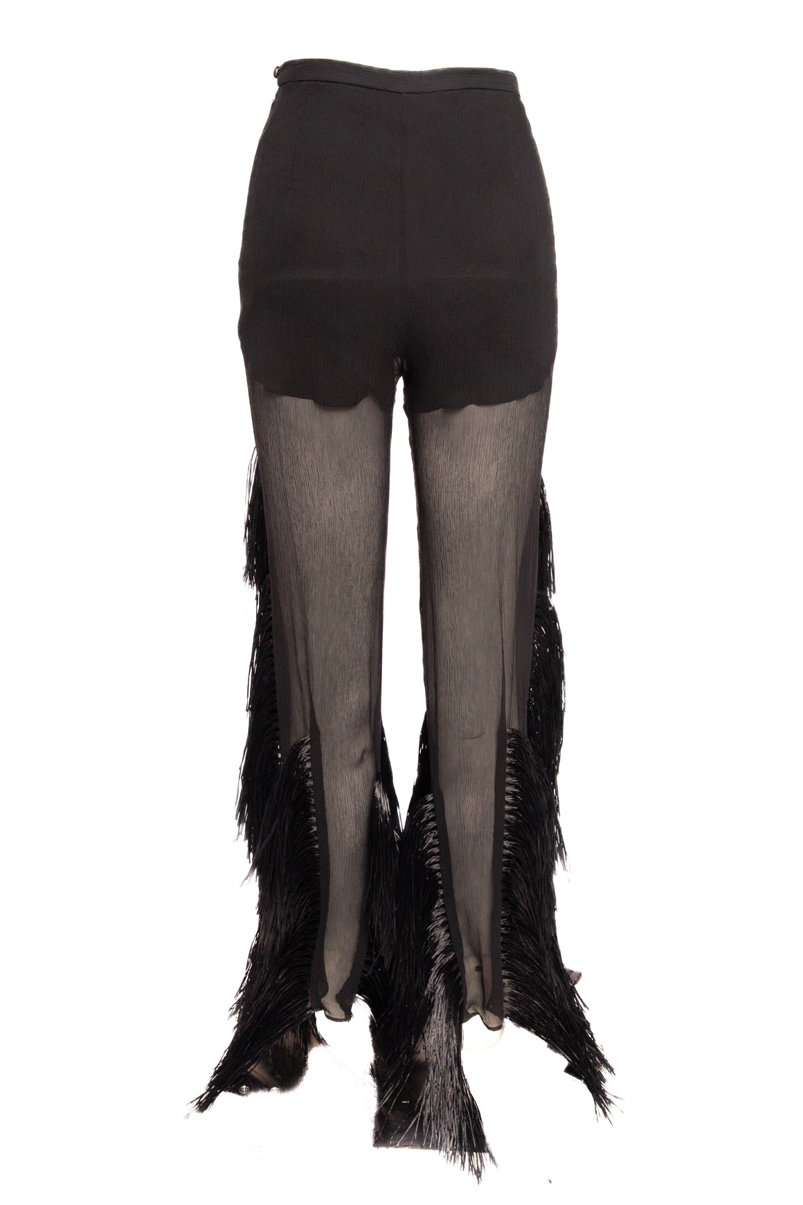 TALLER MARMO Black Silk Raffia Fringe Pants (Sz.38/2)