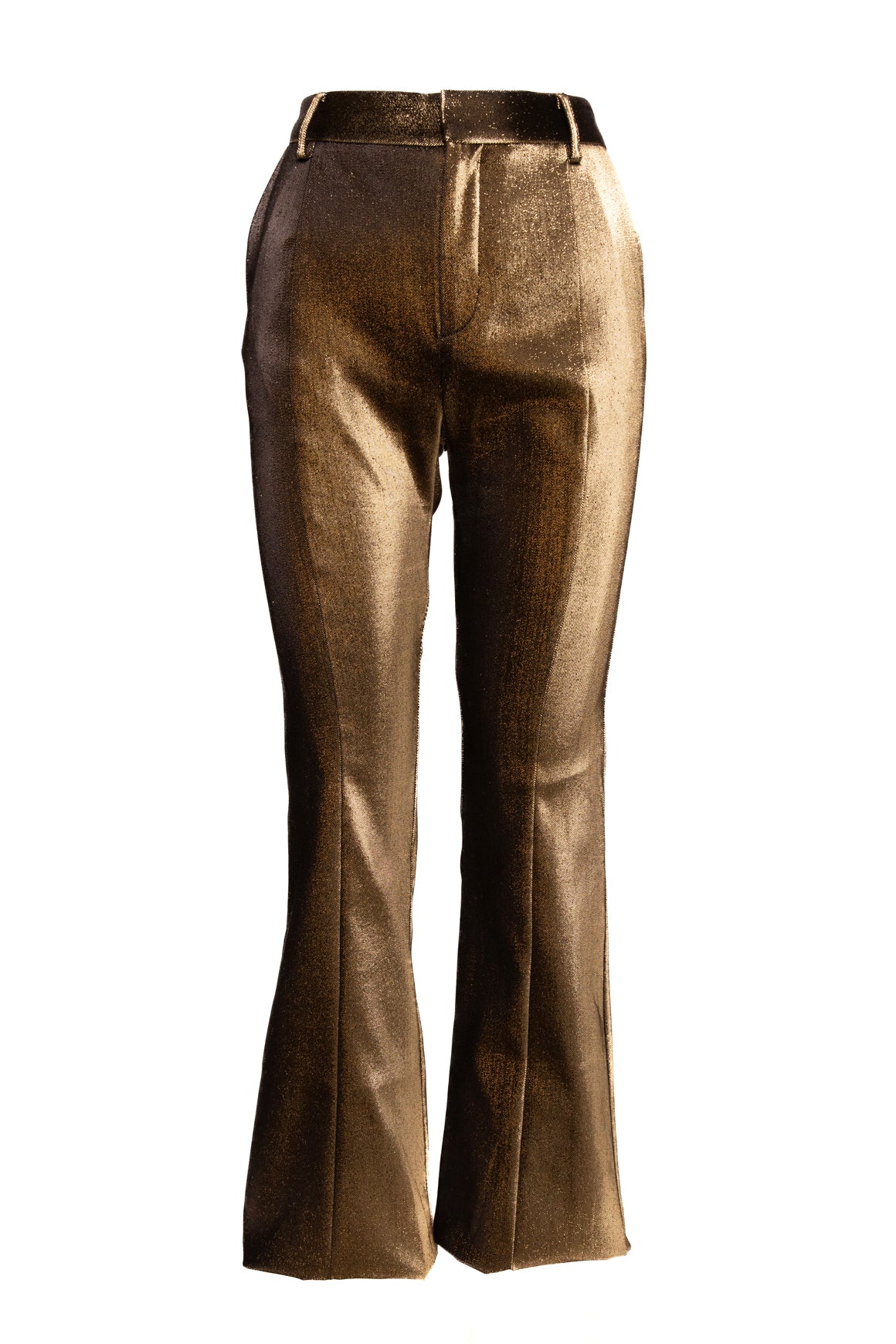 AREA Gold Lamé Flare Leg Pants (Sz.S)