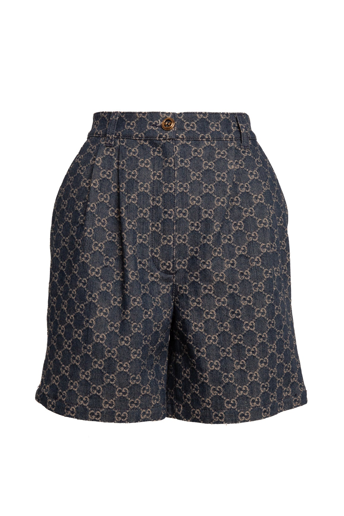 GUCCI Denim GG Leather Trim Jacket & Shorts Set (Sz.40/4)