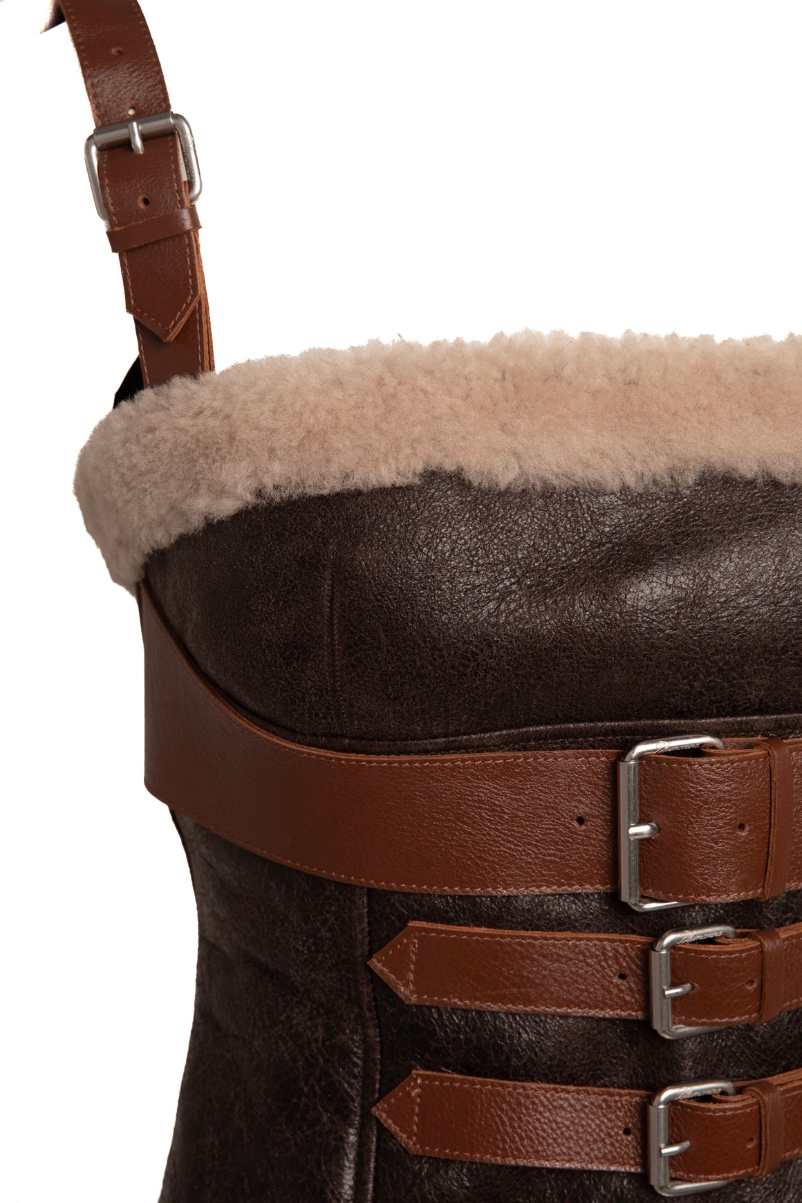 BLUMARINE Sherpa & Leather Tank (Sz. 4)