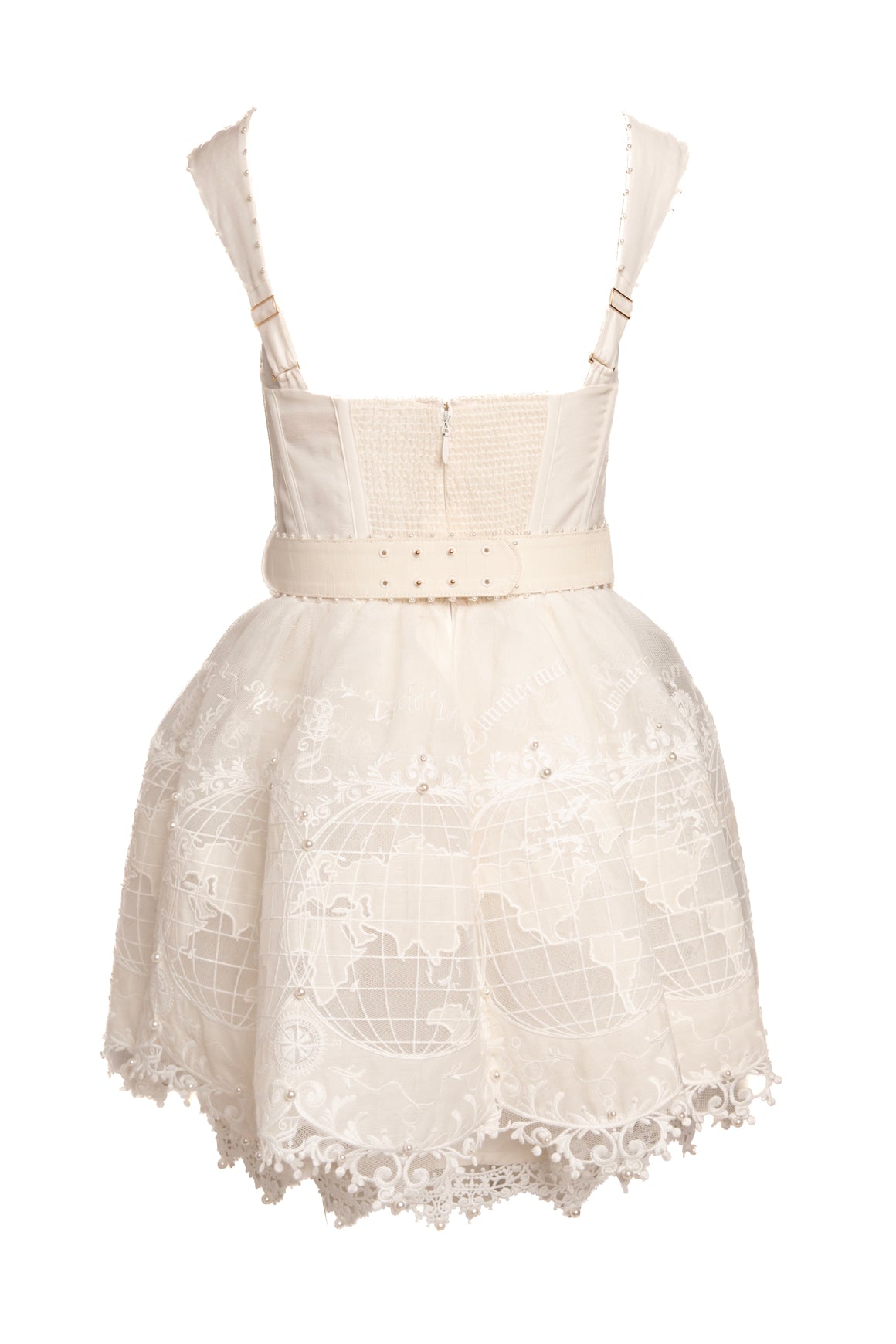 ZIMMERMAN White Pearl Embellished Tulle Mini Dress (Sz. 1)