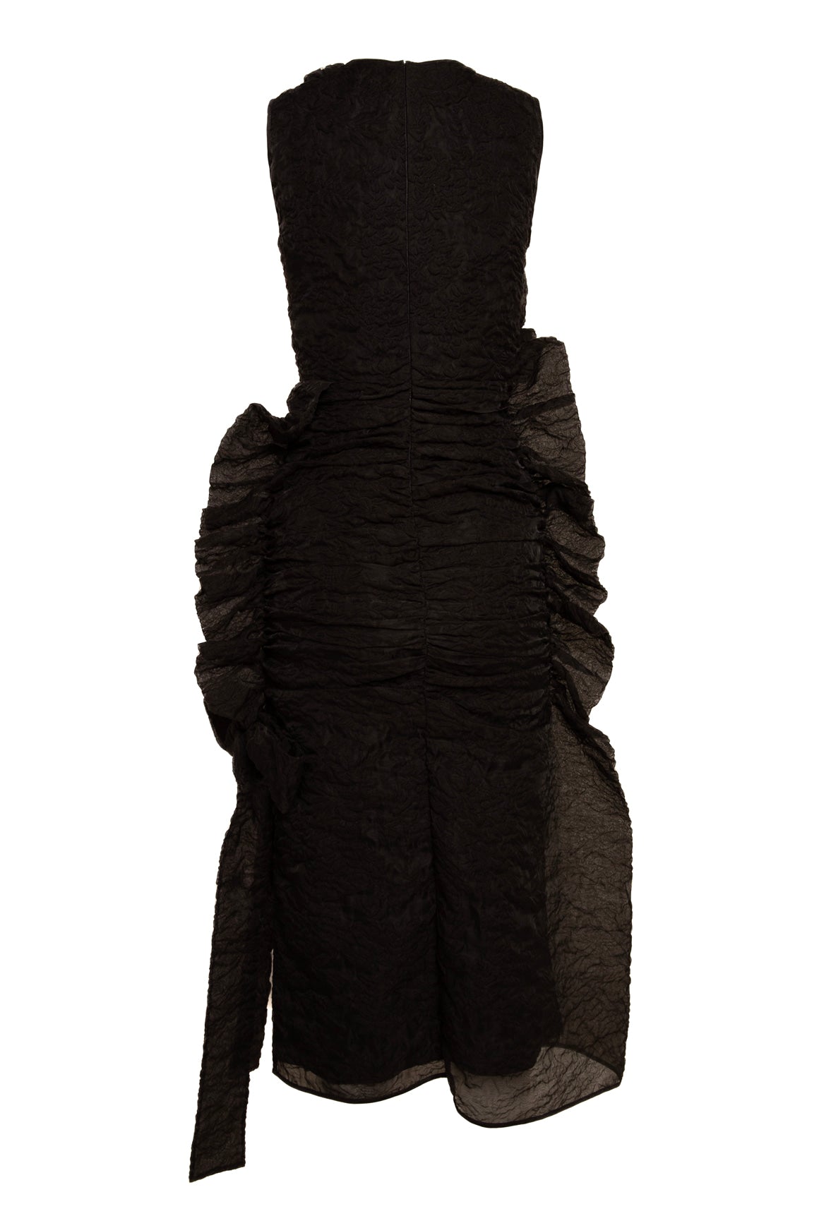 CECILE BAHNSEN Black Tulle Organza Ruffle Maxi Dress (Sz.2)