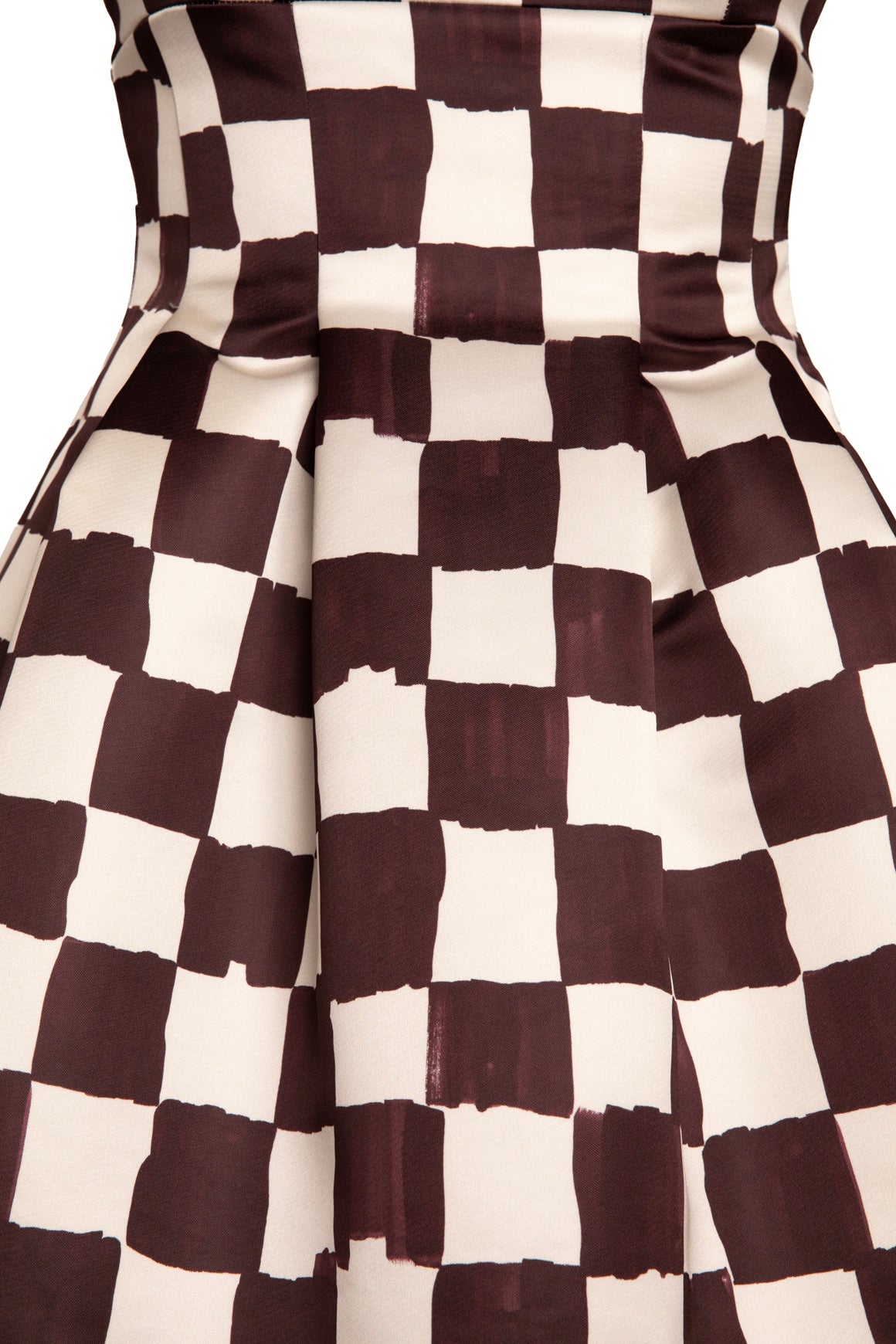 EMILIA WICKSTEAD Brown & White Grid Satin Mini Dress (Sz. 6)