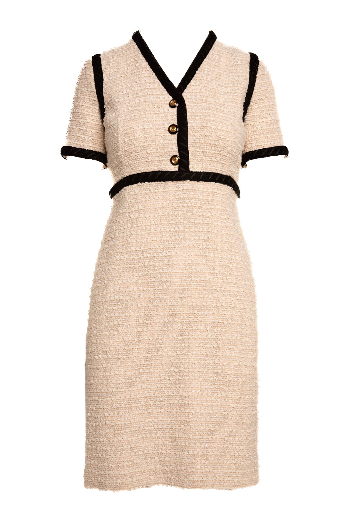 GUCCI Cream & Black Tweed Mini Dress (Sz. 40/4)