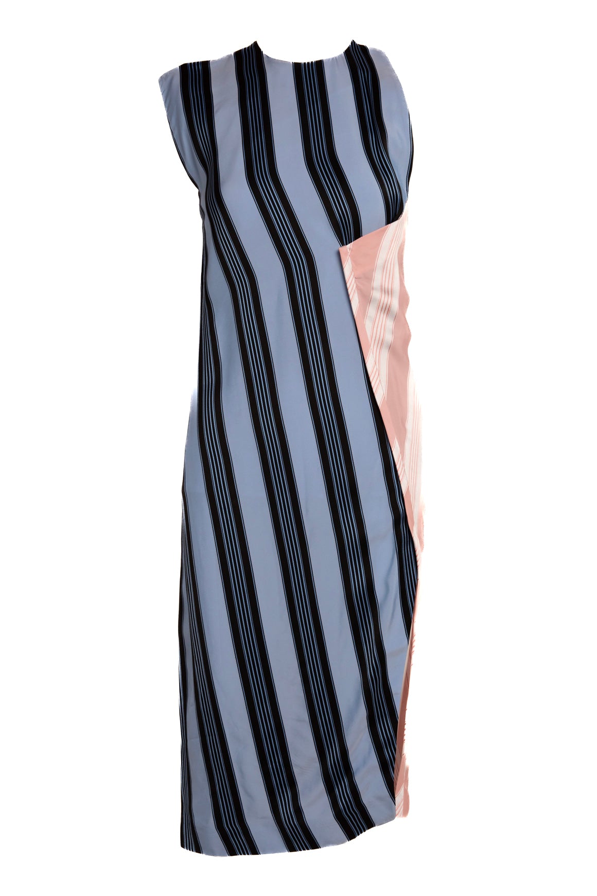 ACNE STUDIOS Blue & Pink Pinstripe Midi Dress (Sz. XS)