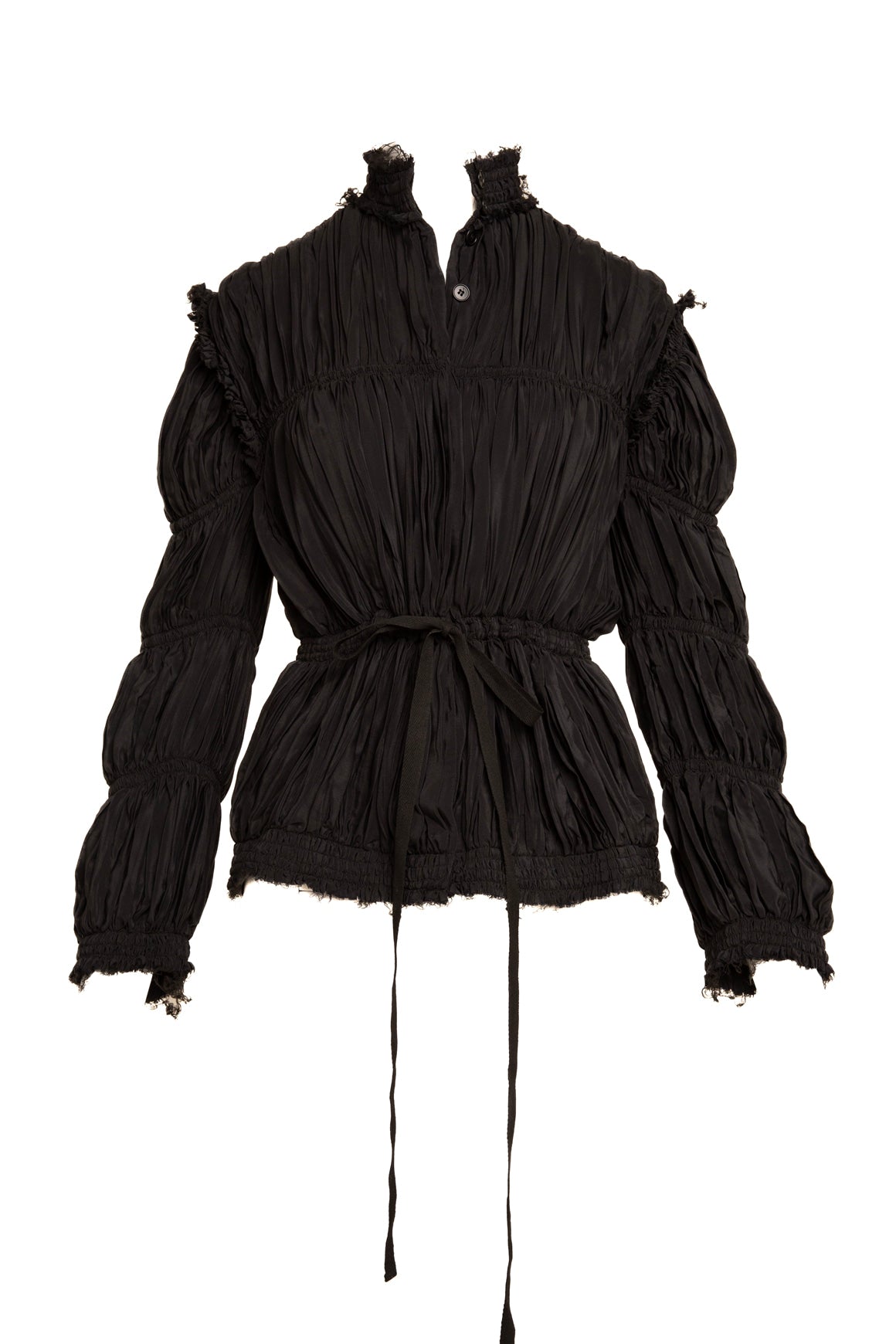 JWANDERSON Black Silk Ruched Blouse (Sz. 6)