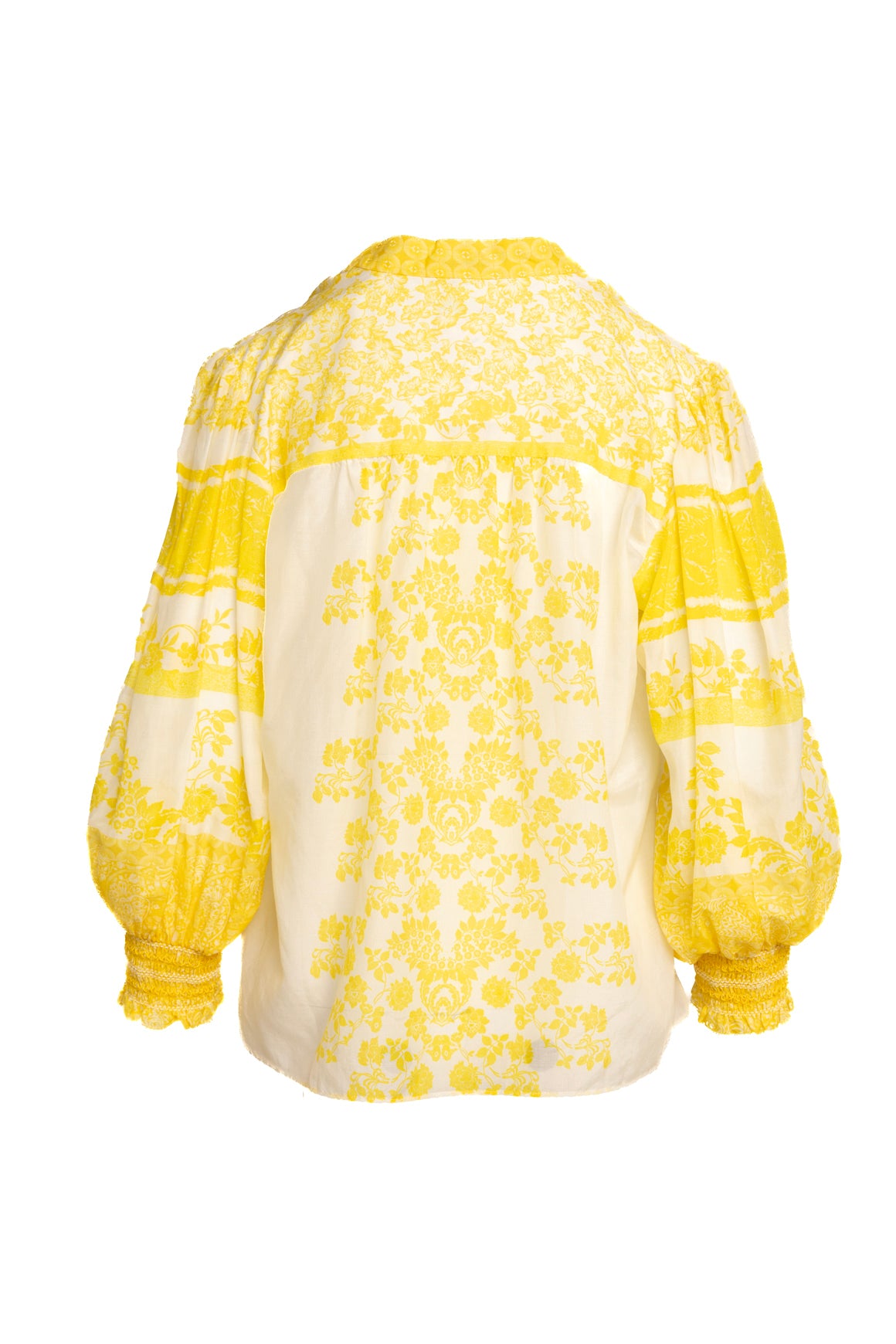 ALICE + OLIVIA White & Yellow Printed Blouse (Sz. M)