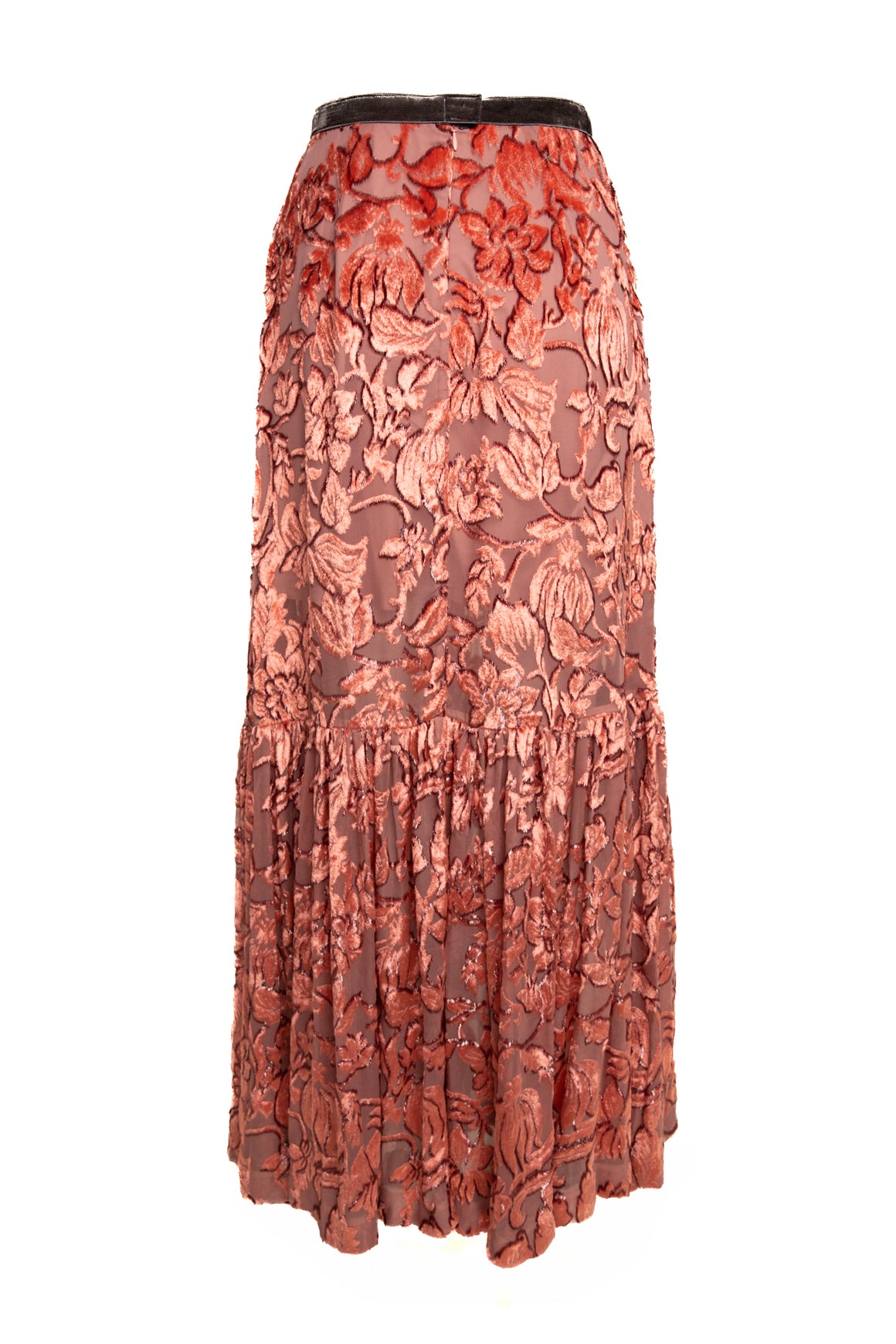 ALEXIS Pink Burnout Floral Maxi Skirt (Sz. L)