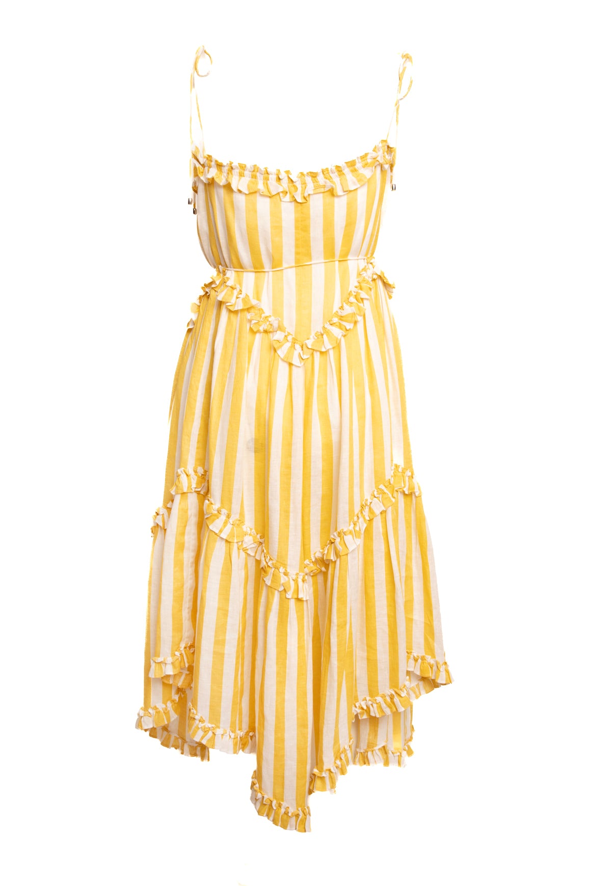 ZIMMERMAN Striped Ruffle Detail Midi Dress (Sz. 2)