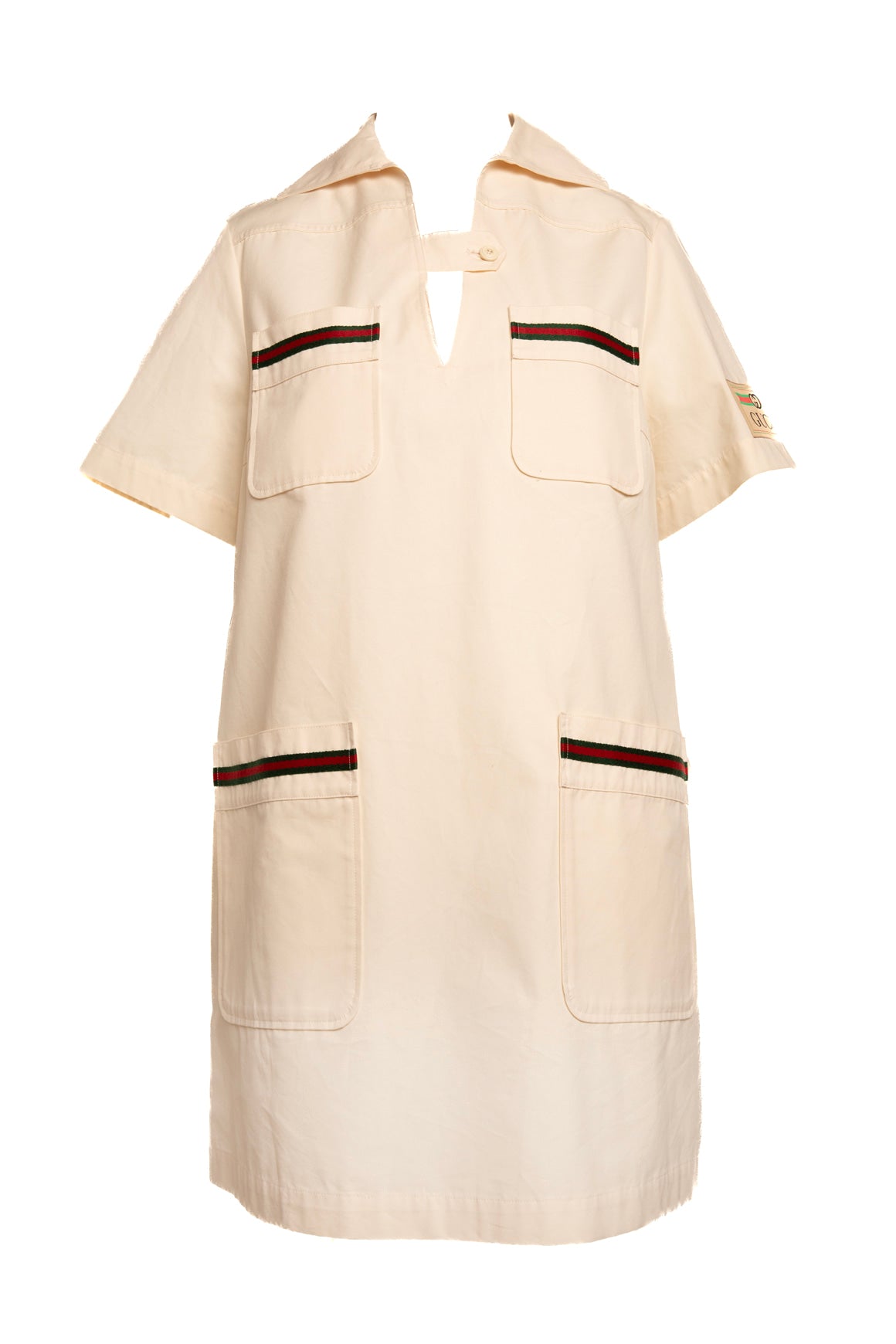 GUCCI Cream Web Detail Collared Mini Dress (Sz. S)