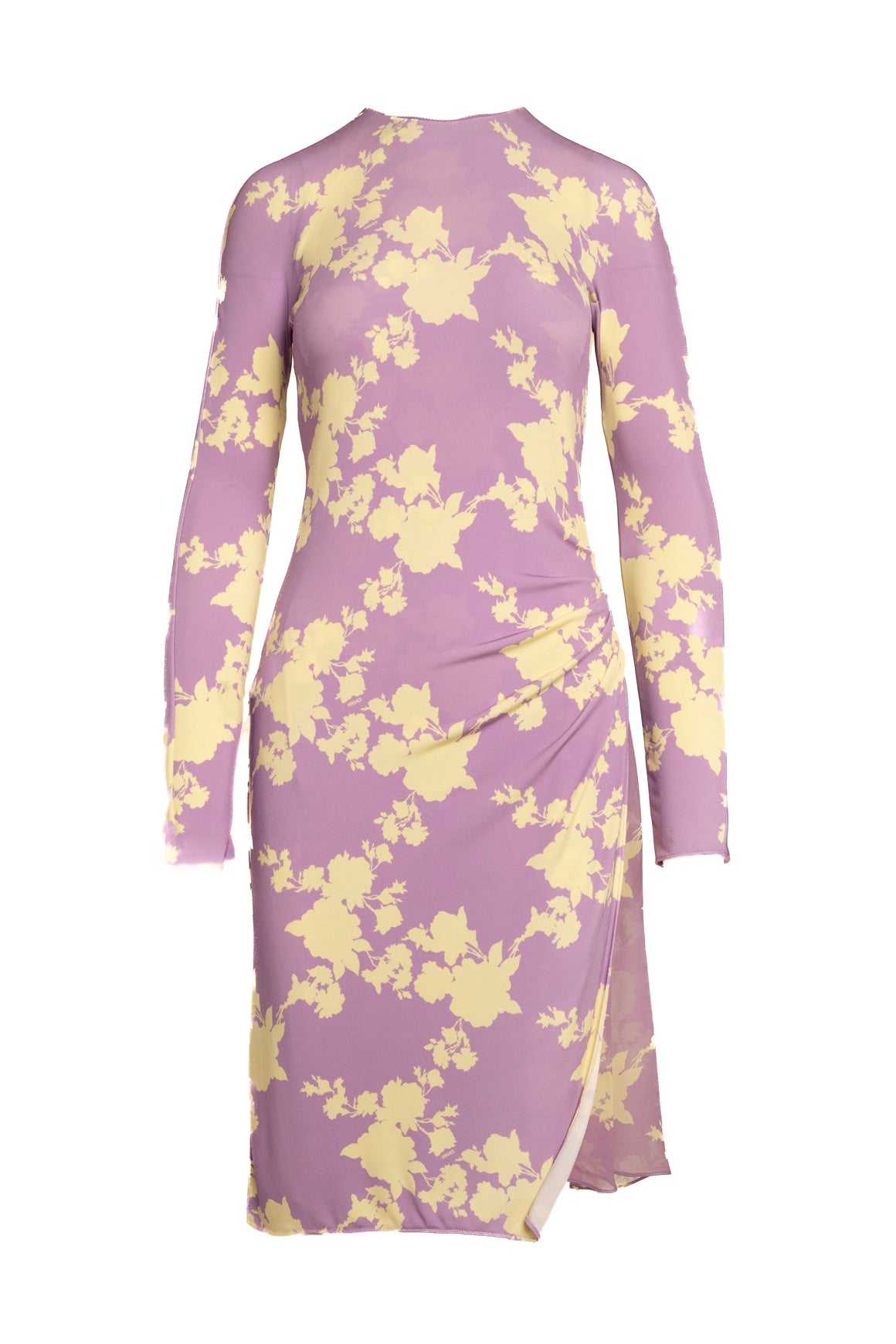 versace midi dress Versace Wild Roses Gathered Midi Dress, Female, Purple+yellow, 40