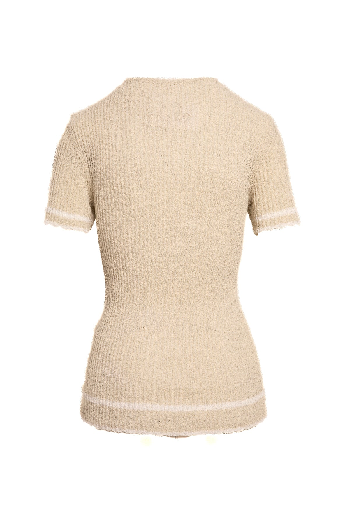 MAISON MARGIELA Cream Knit Floral Applique Tee (Sz. S)
