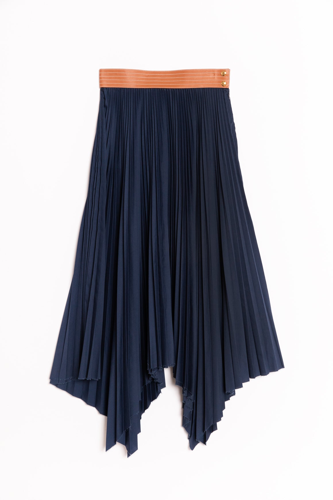 LOEWE Navy Pleated Midi Skirt