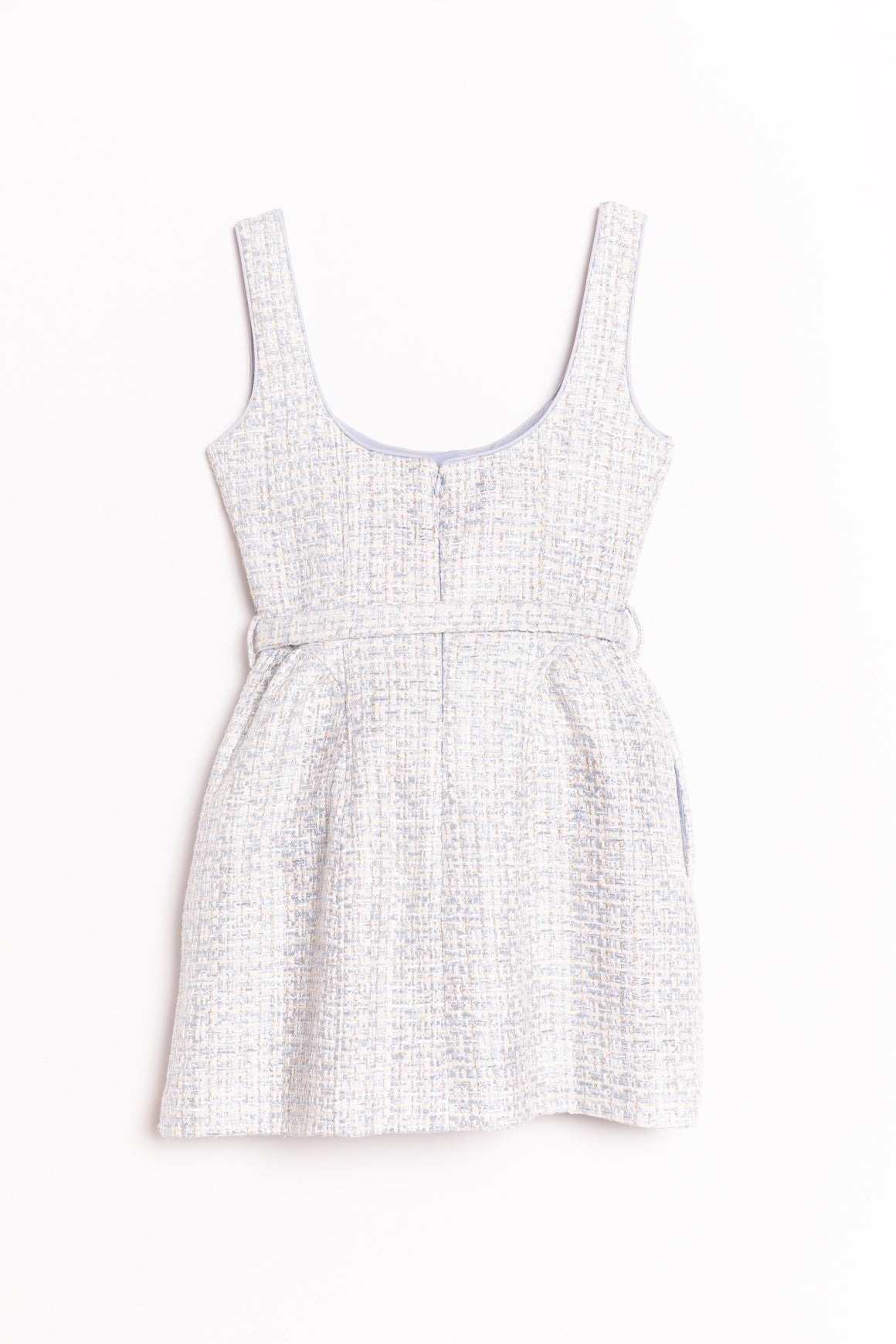 SELF-PORTRAIT Light Blue Tweed Sleeveless Mini Dress