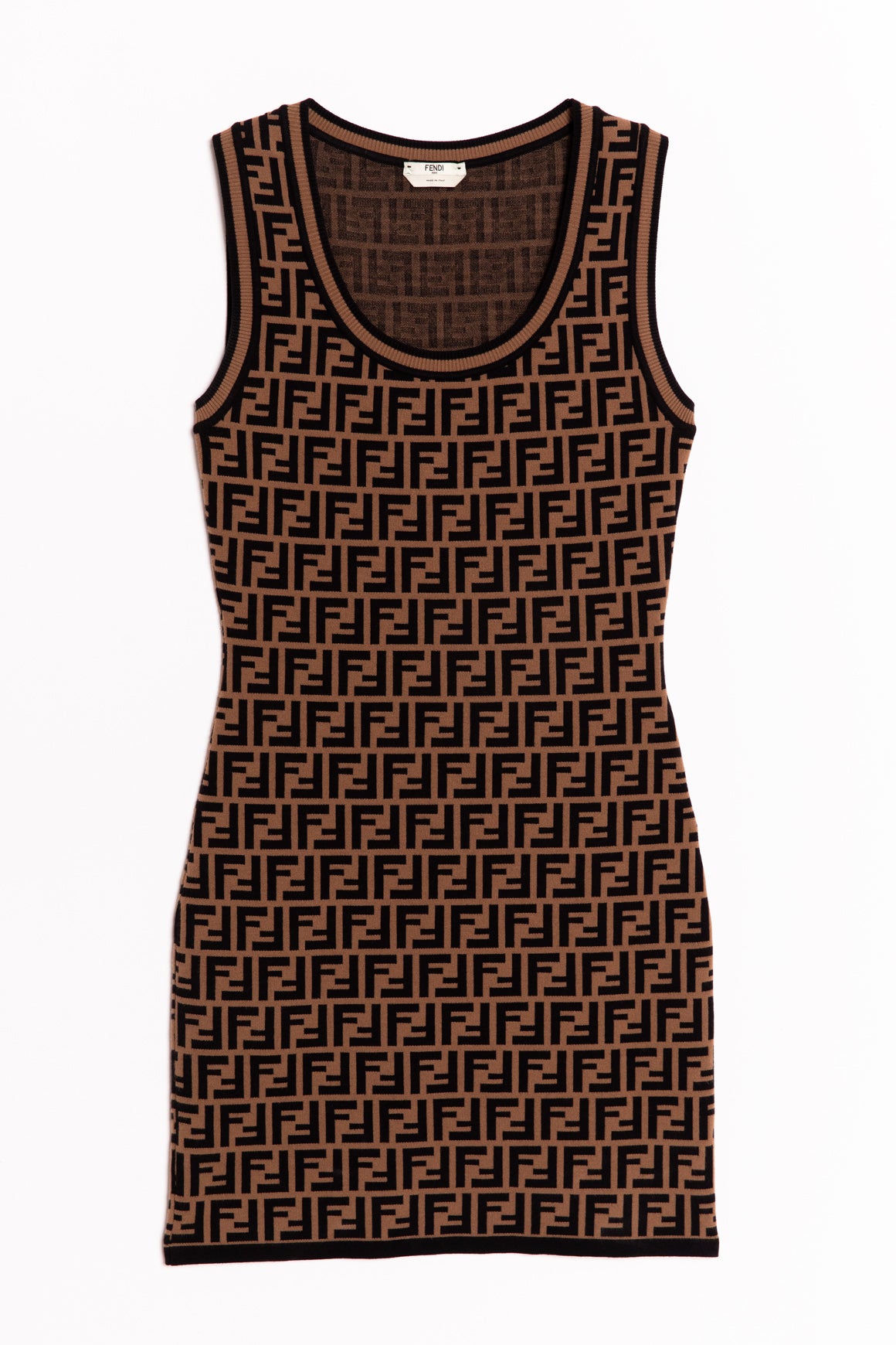 FENDI Brown Zucca Knit Mini Dress