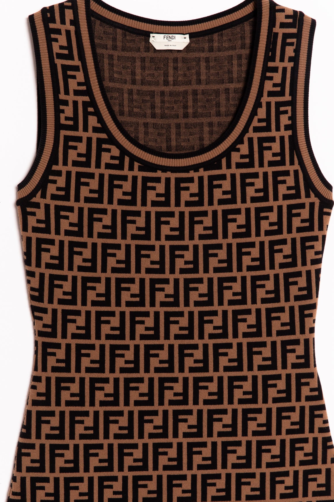 FENDI Brown Zucca Knit Mini Dress
