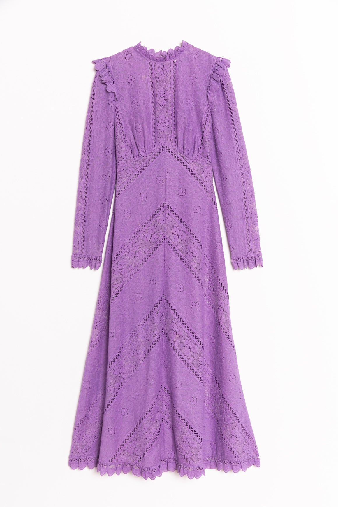 ZIMMERMANN Purple "Brighton" Paneled Lace Maxi Dress