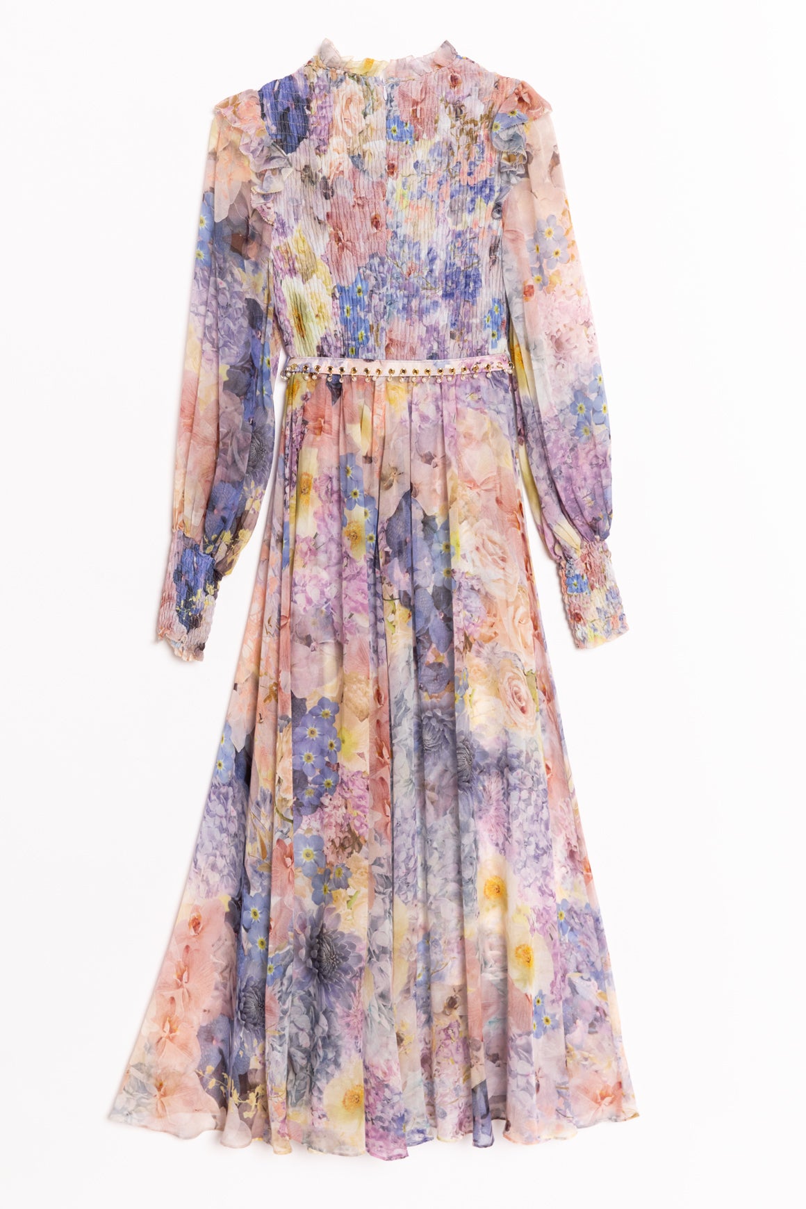 ZIMMERMANN Lilac Floral "Rhythmic" Smocked Midi Dress