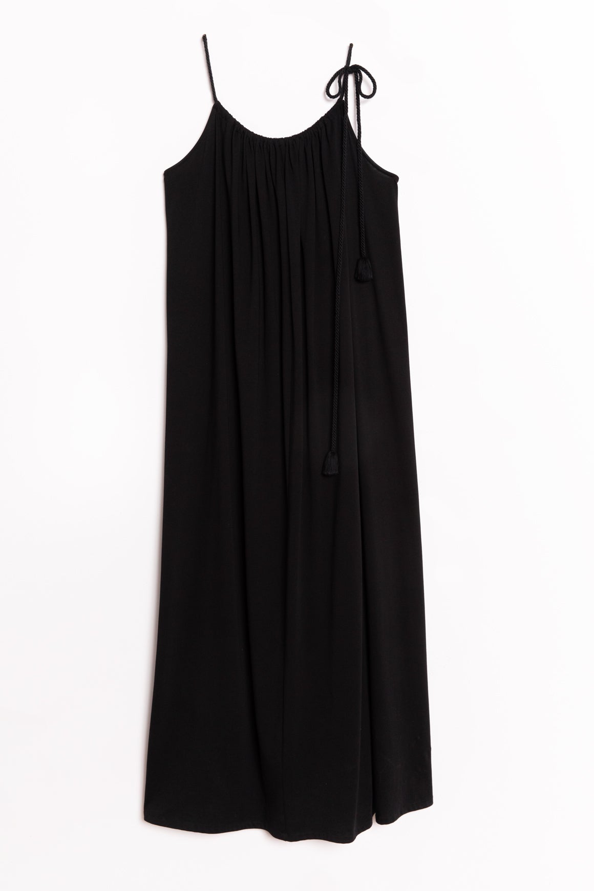 THE ROW Black Tie Shoulder Maxi Dress