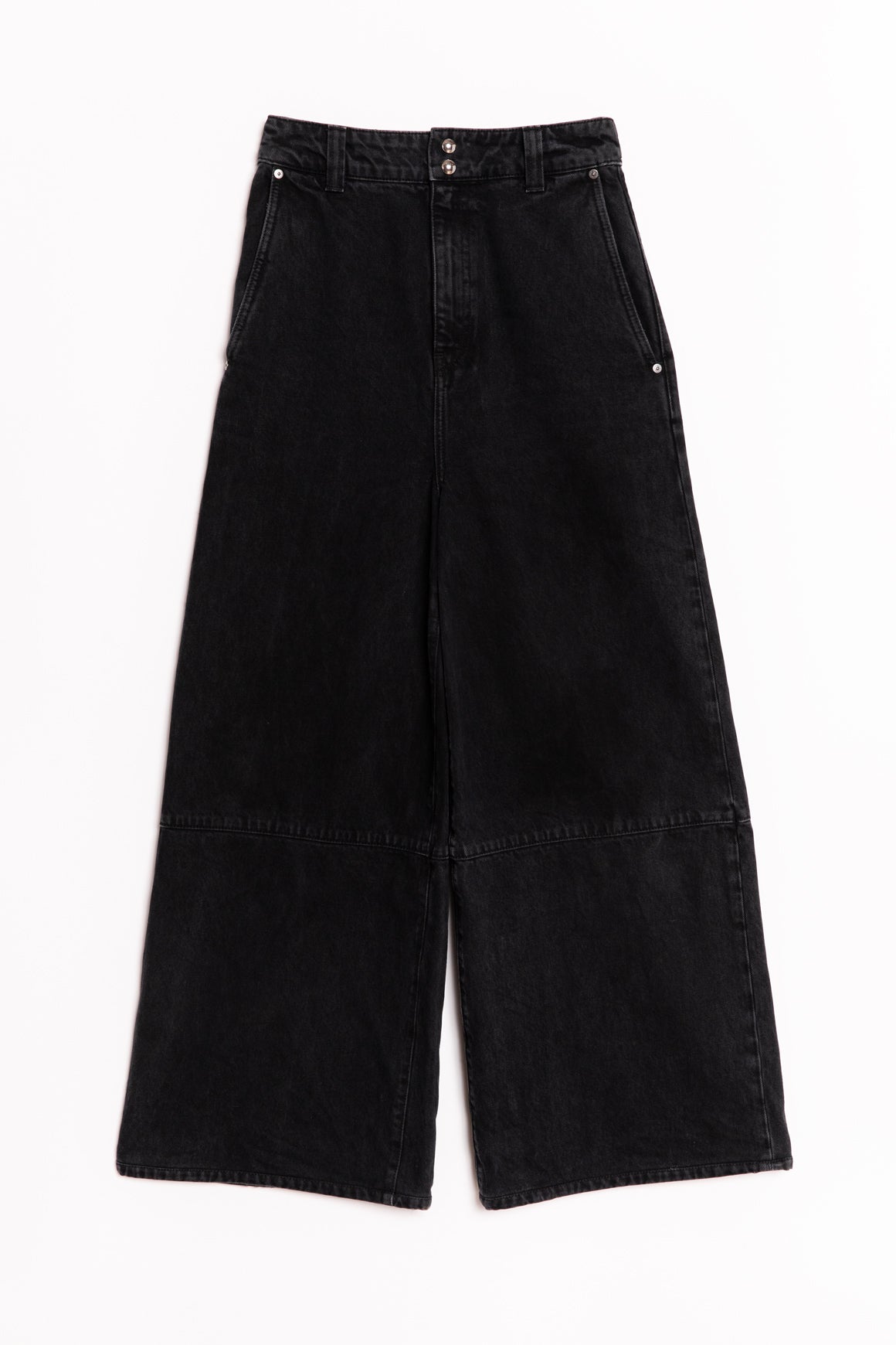KHAITE Charcoal Denim "Isla" Wide Leg Jeans