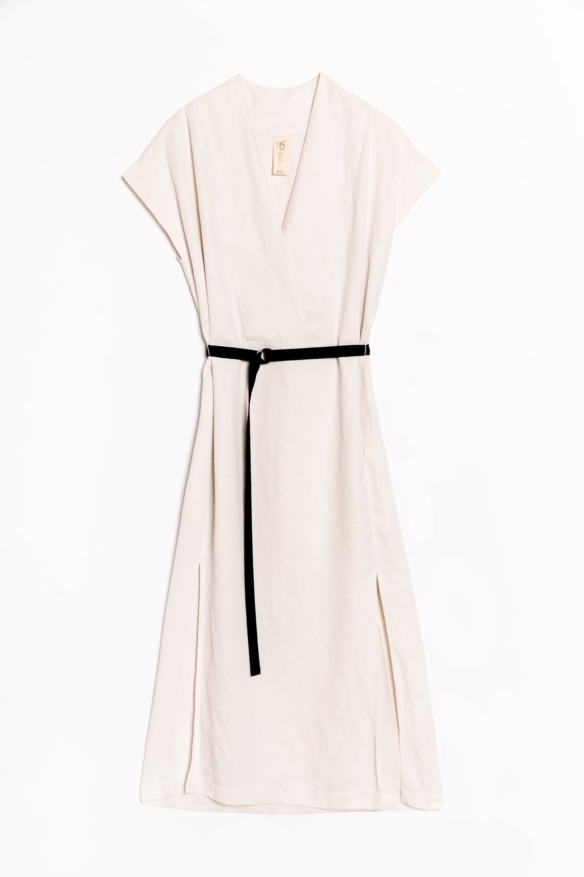 ZERO MARIA CORNEJO Cream Cap Sleeve Belted Midi Dress