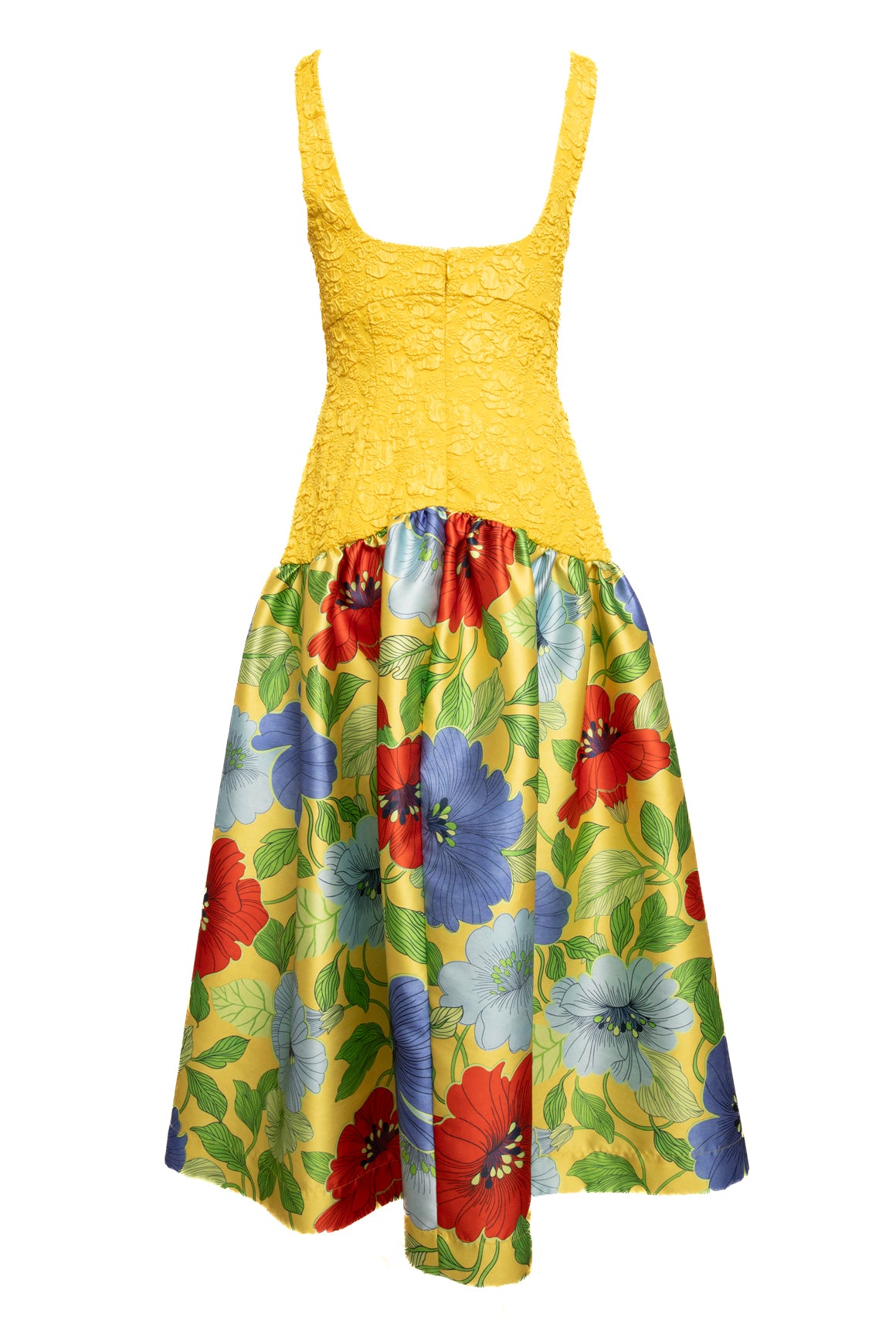 ALEMAIS Yellow & Floral Drop Waist Gown (Sz. 8)